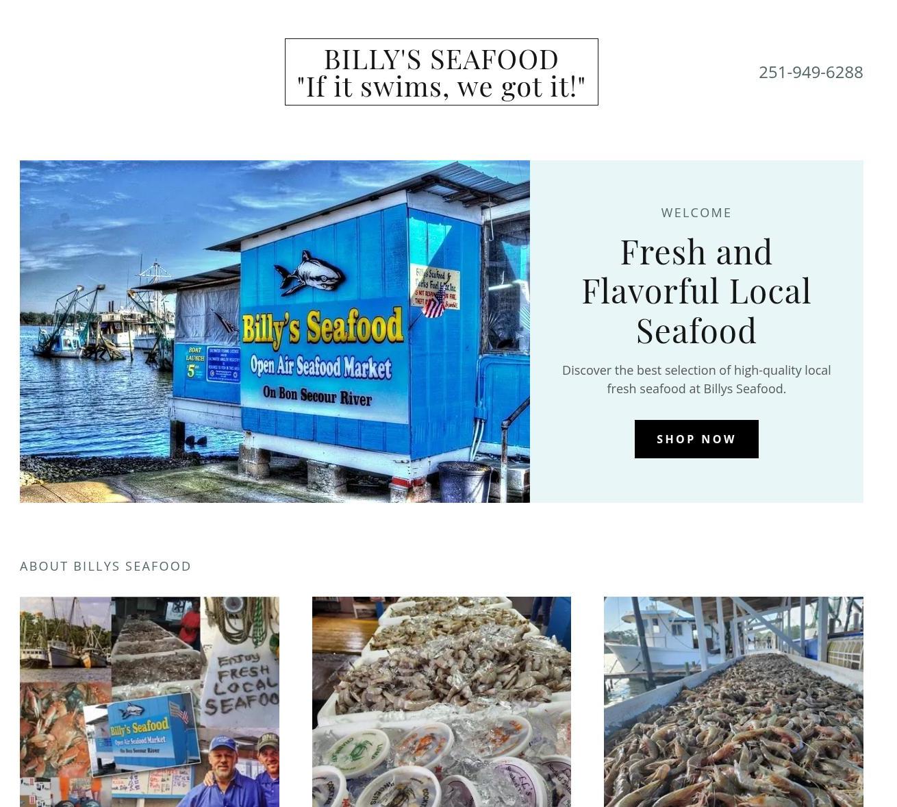 Billy's Seafood Menu