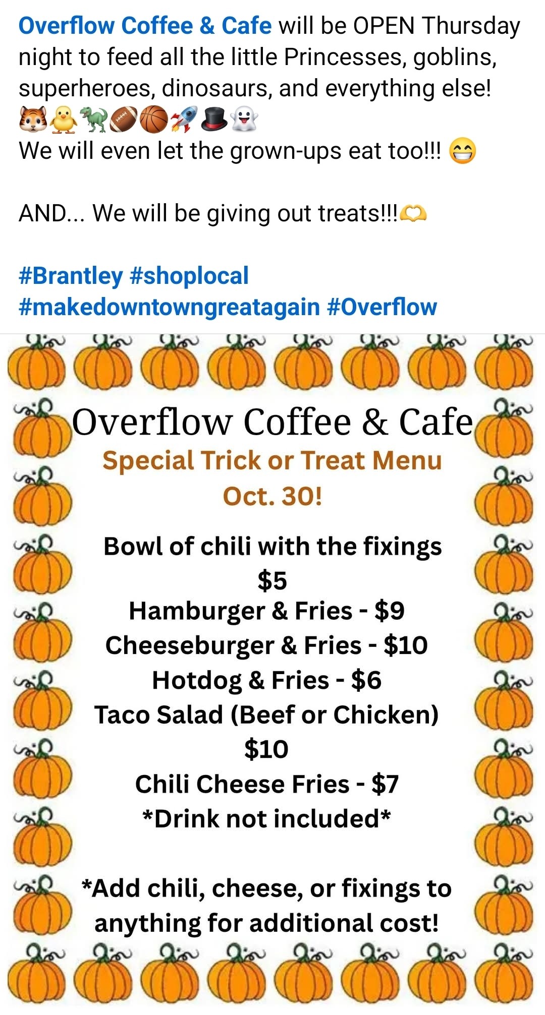 Overflow Coffee & Cafe Menu
