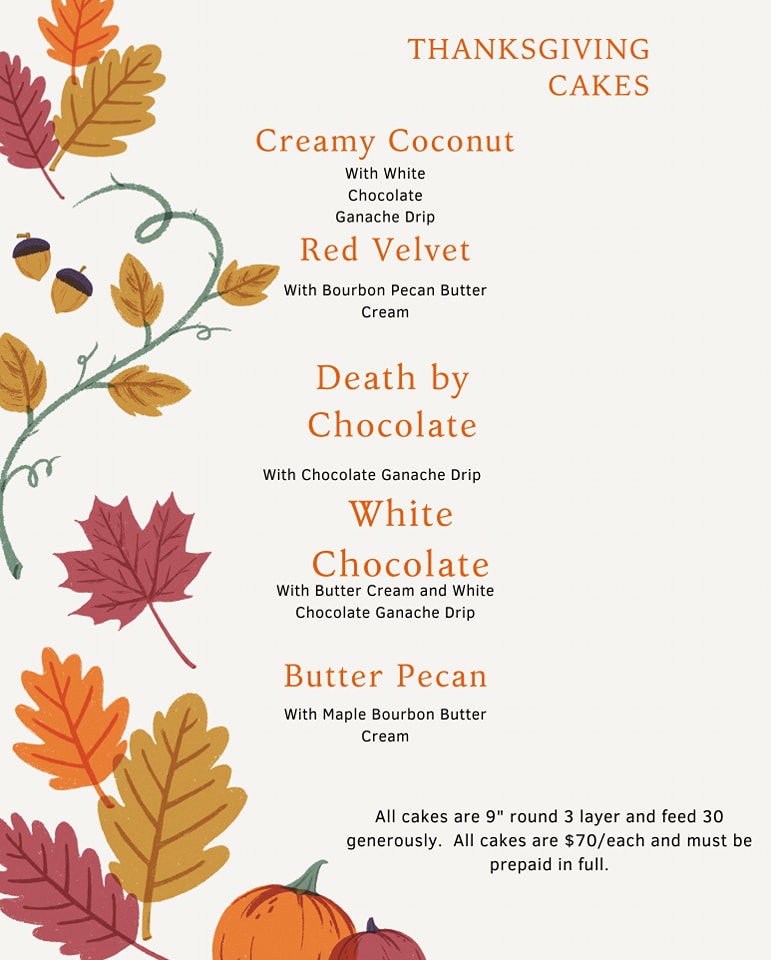 Tara's Temptations Menu