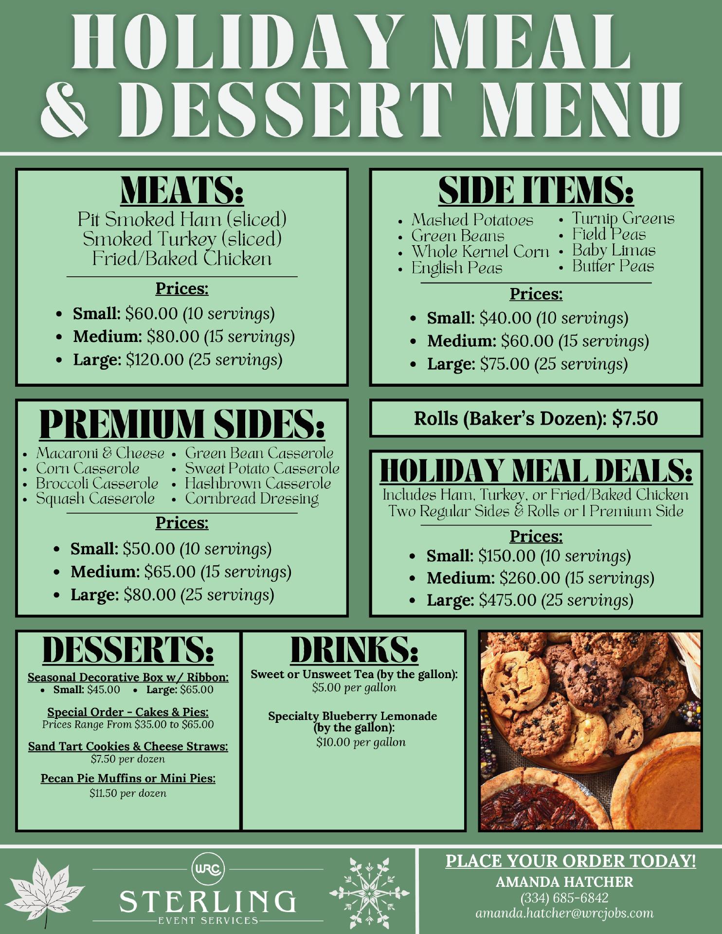 Sterling Event Services Menu