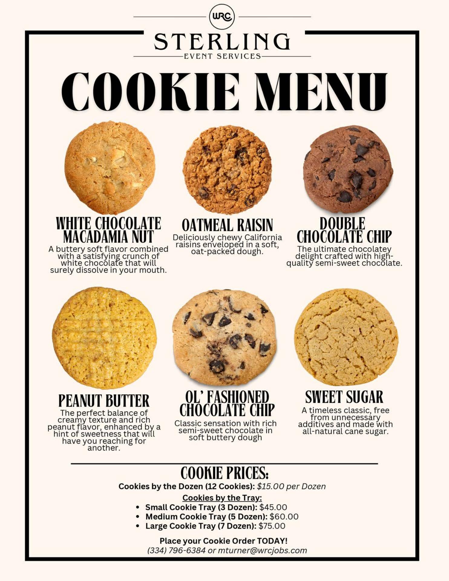 Sterling Event Services Menu