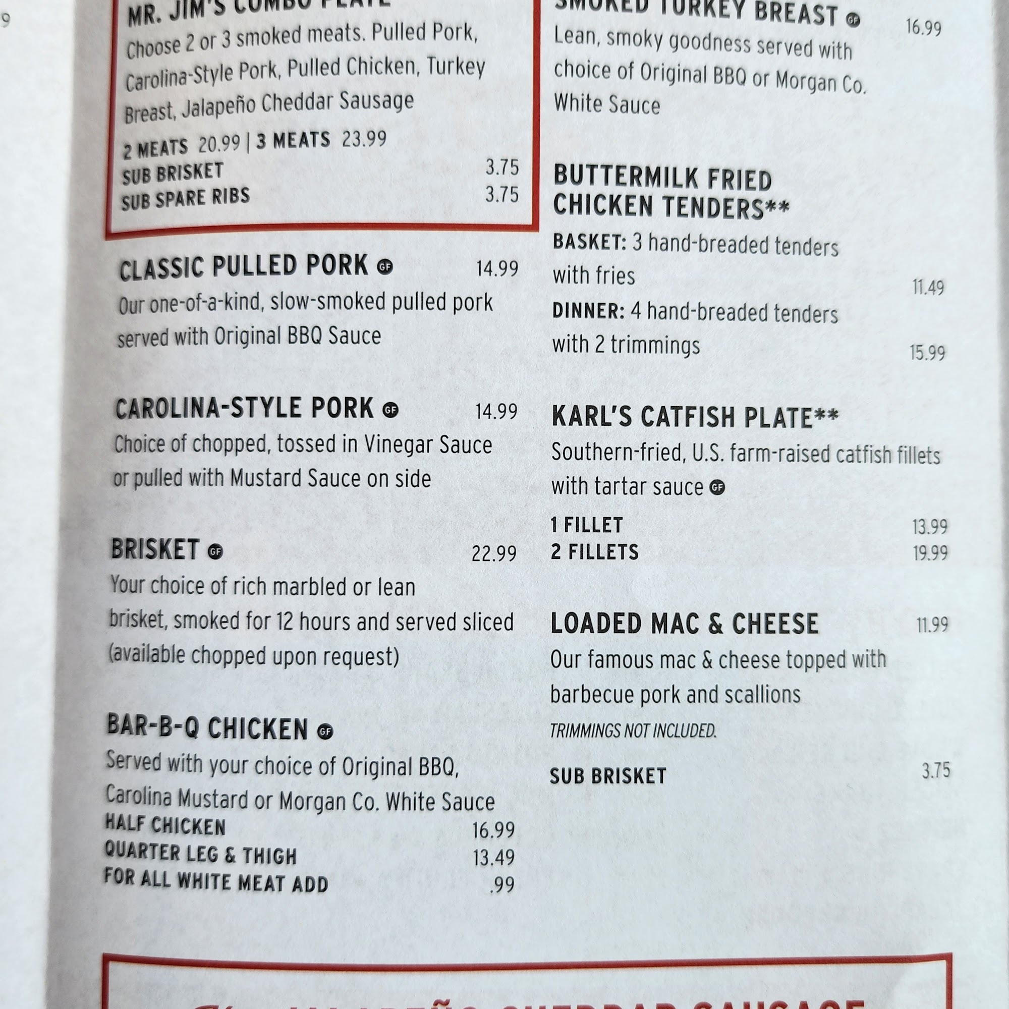 Jim 'N Nick's Bar-B-Q Menu