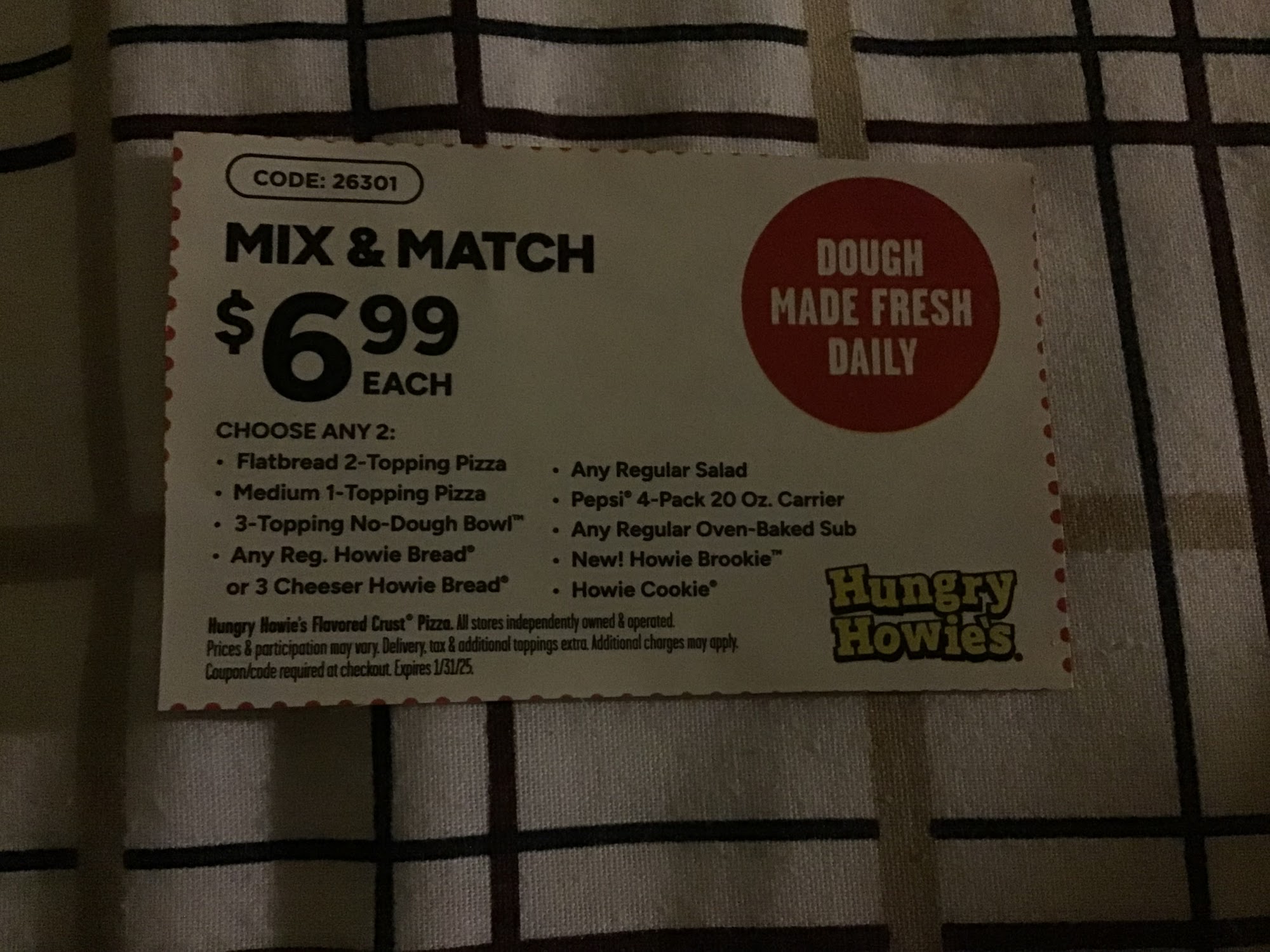 Hungry Howie's Pizza Menu