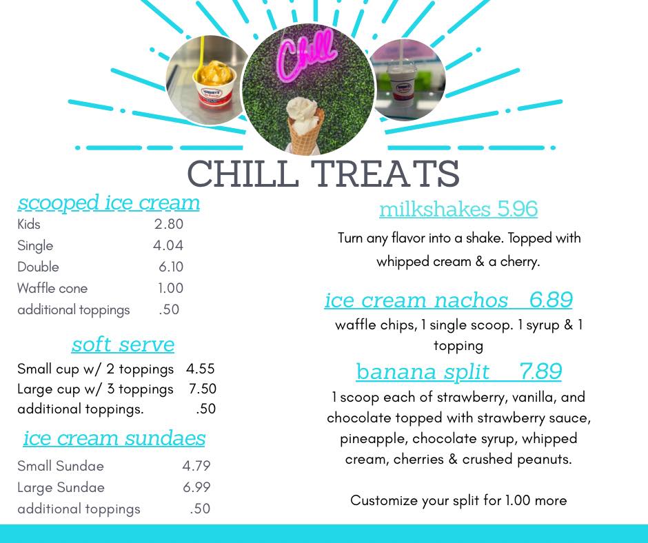 Chill Frozen Treats & More Menu