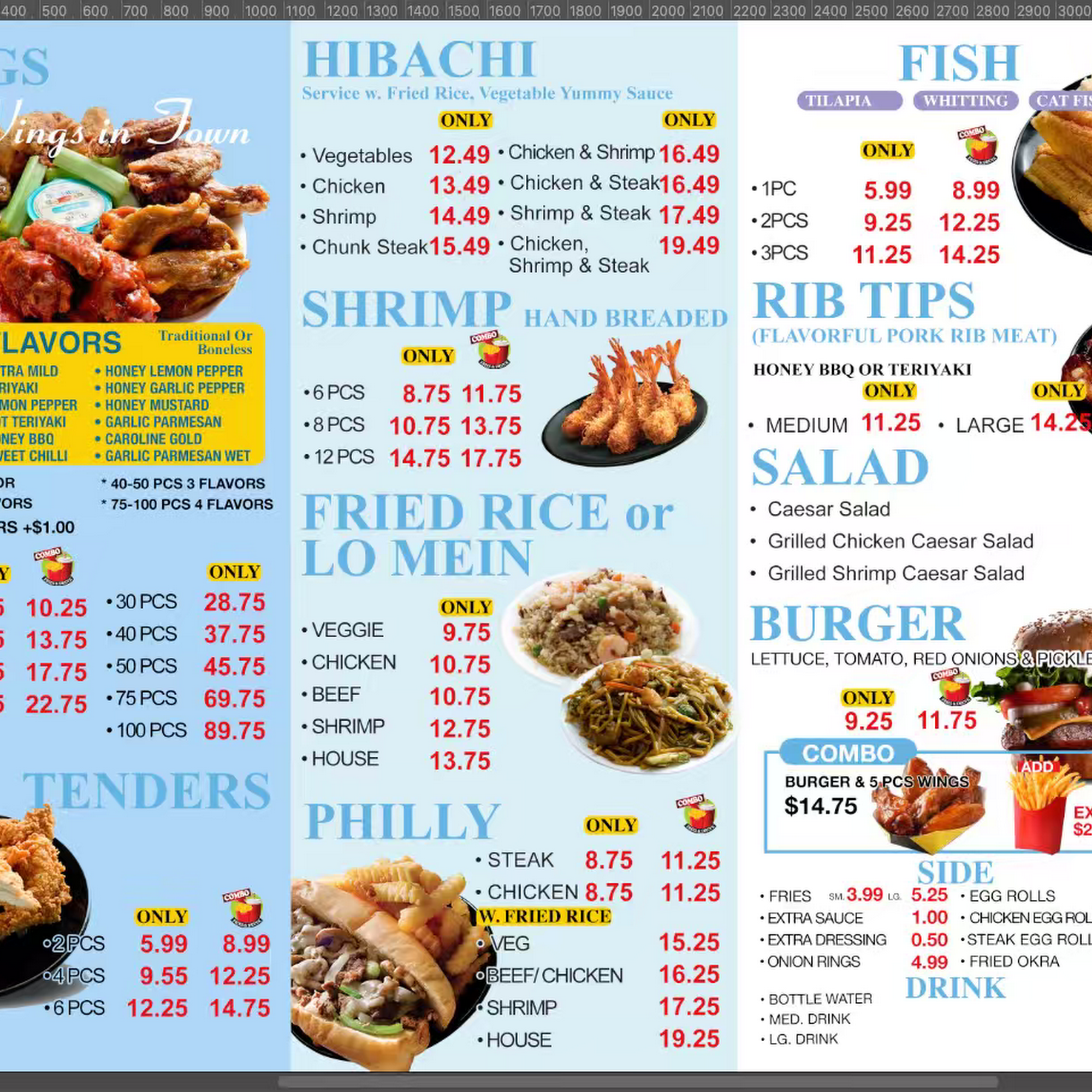 Hibachi& A Wings Menu