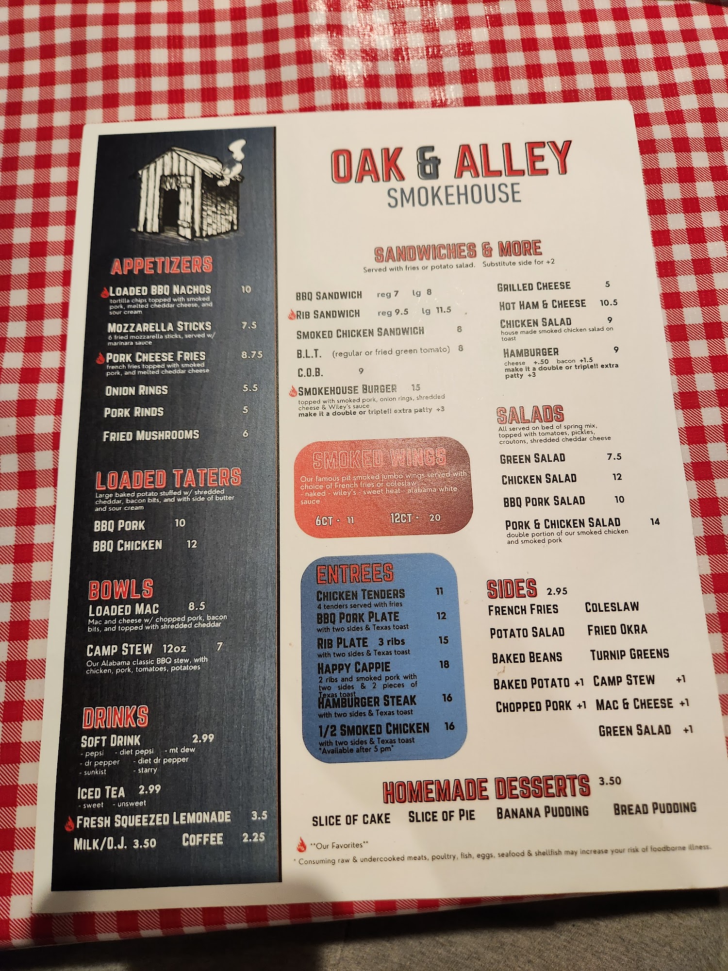 Oak & Alley Smoke House LLC Menu