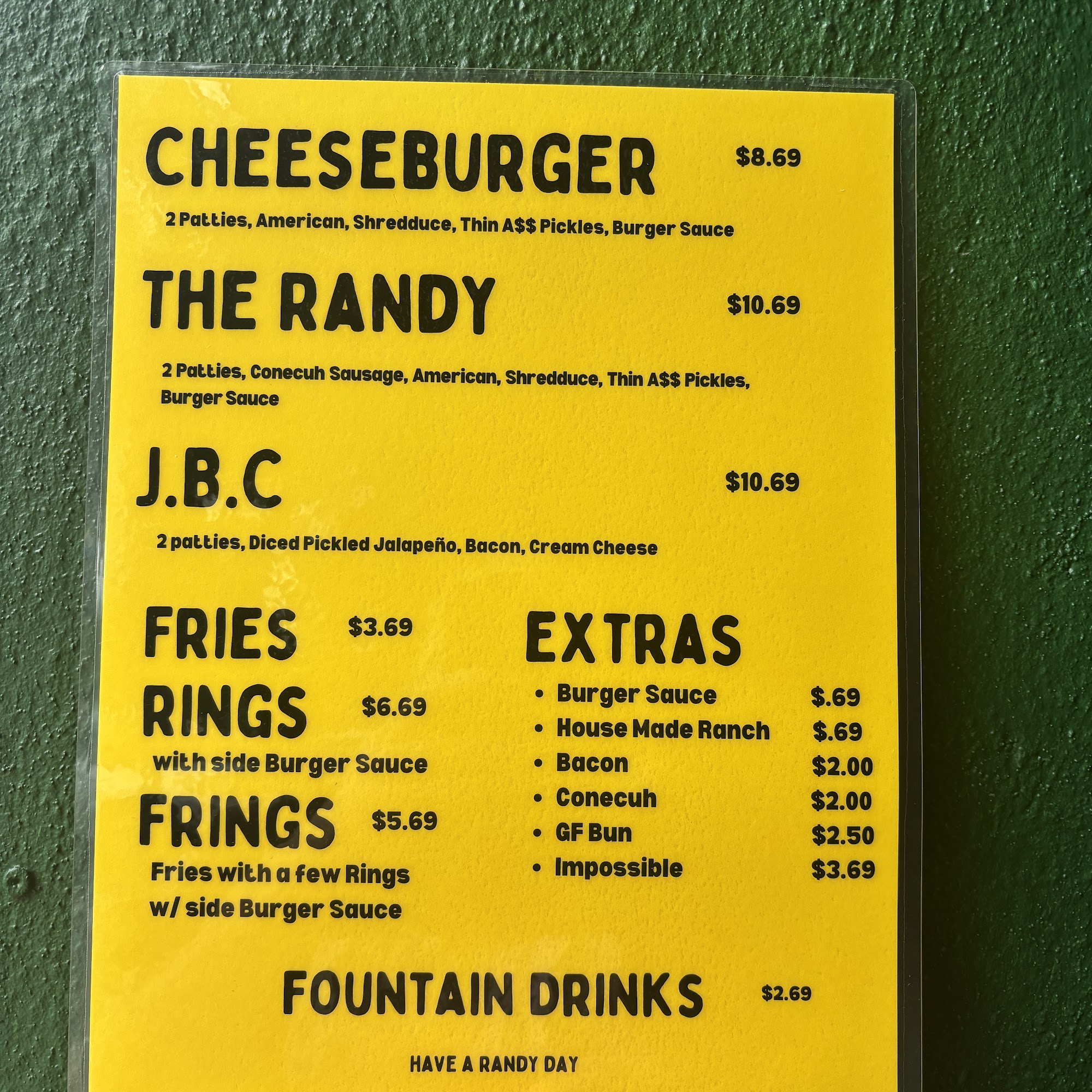 Cheeseburger Randy’s Menu
