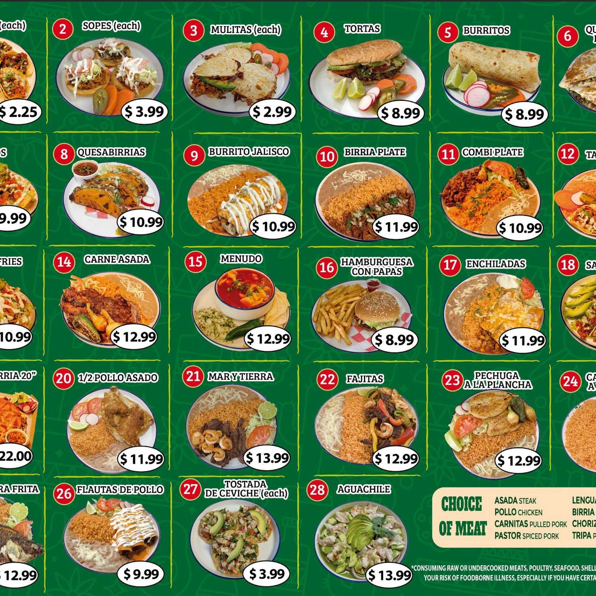 Burrito Jalisco #1 Menu