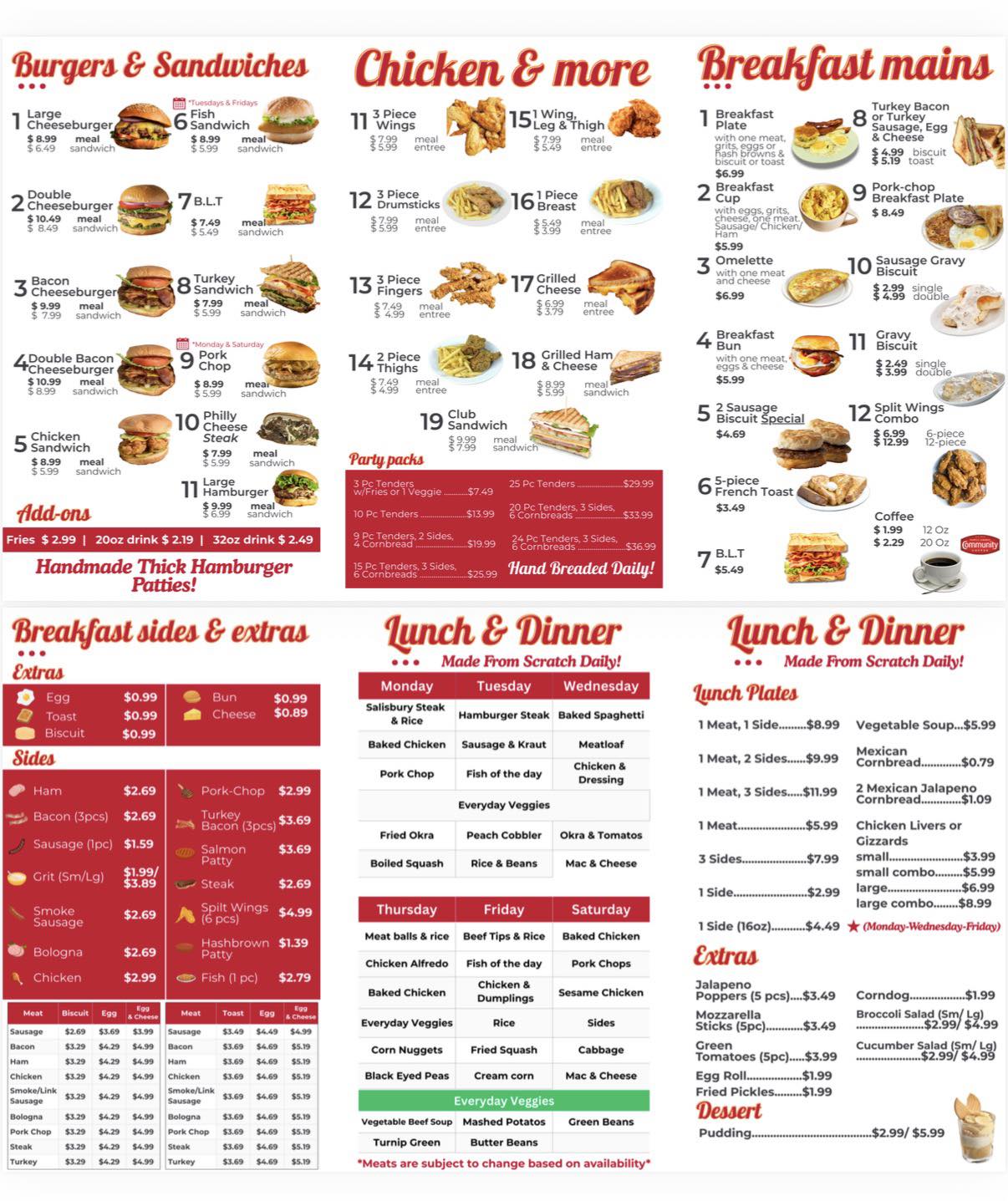 Mama's Country Grill Menu