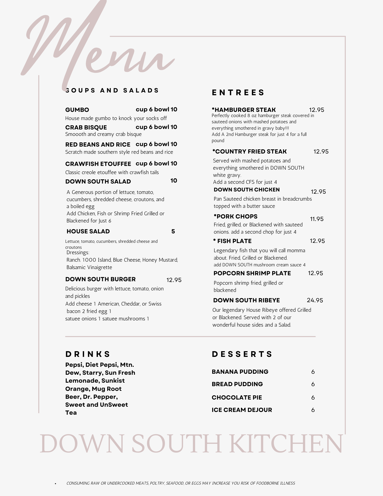 Down South Kitchen Menu