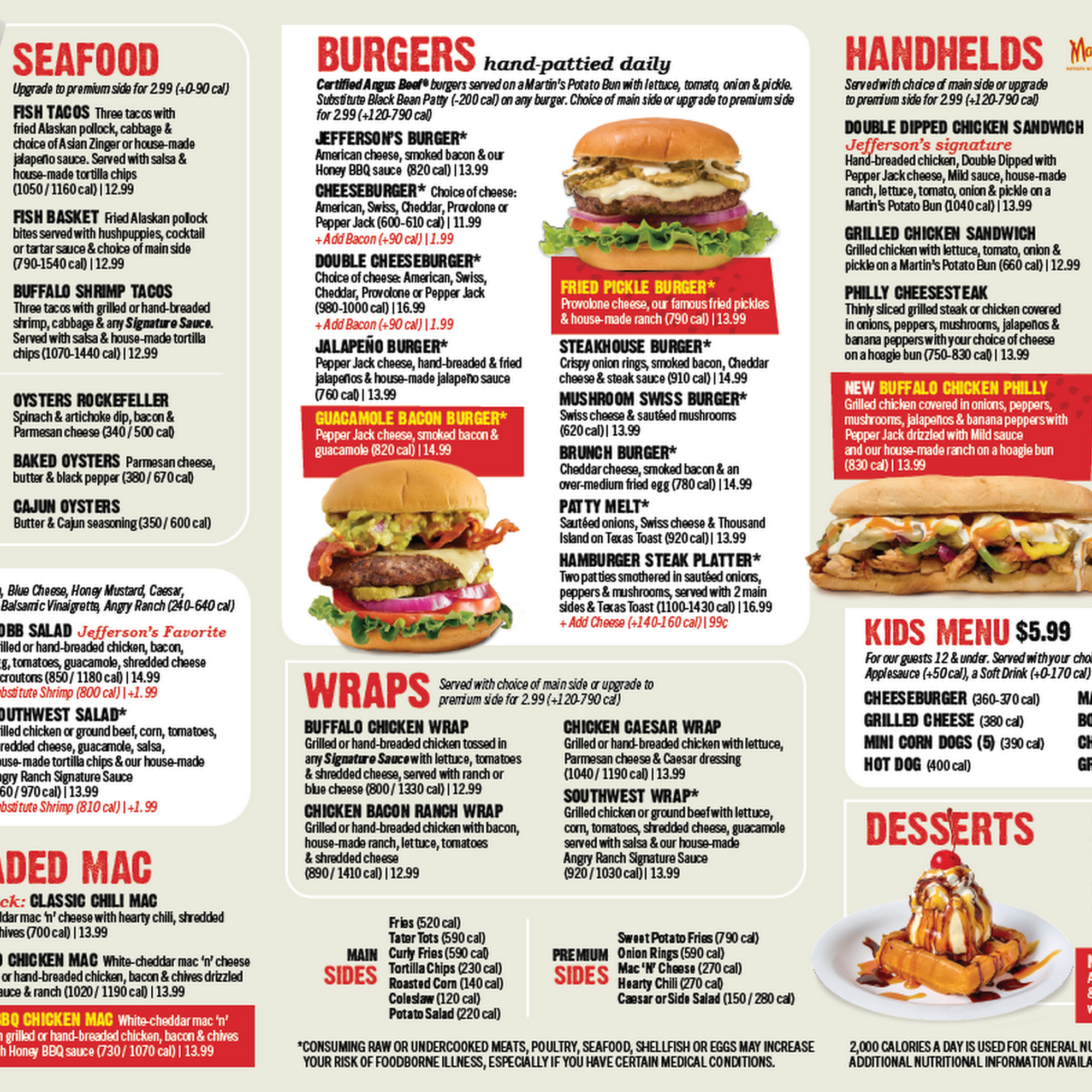 Jefferson's Menu