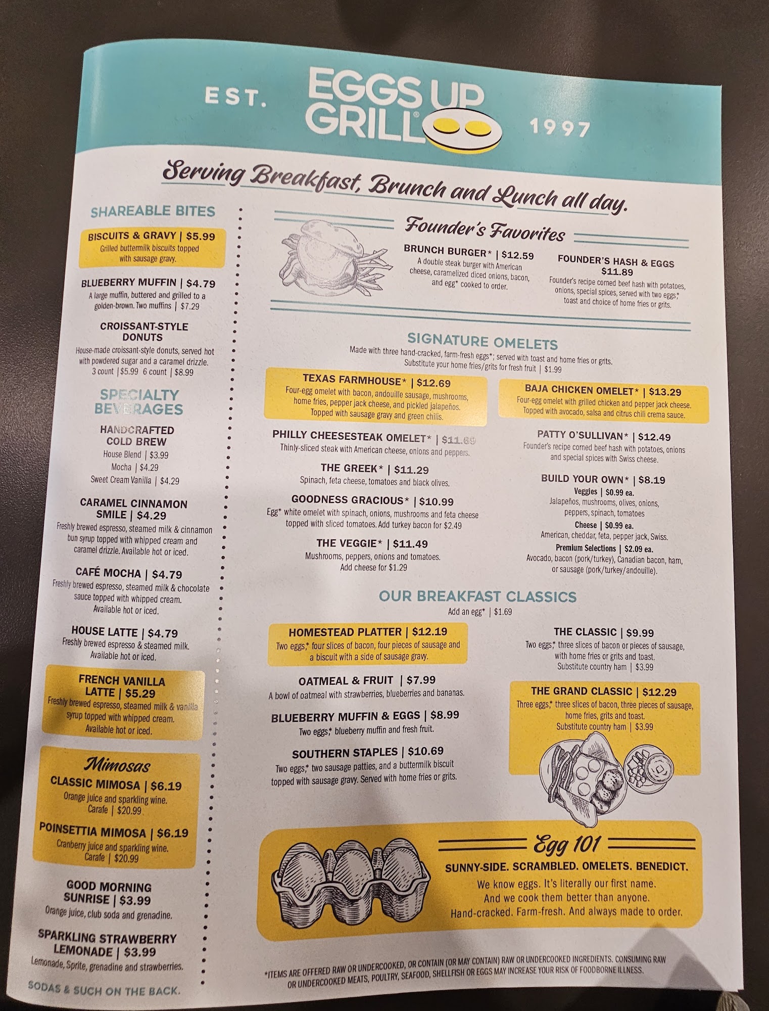 Eggs Up Grill Menu