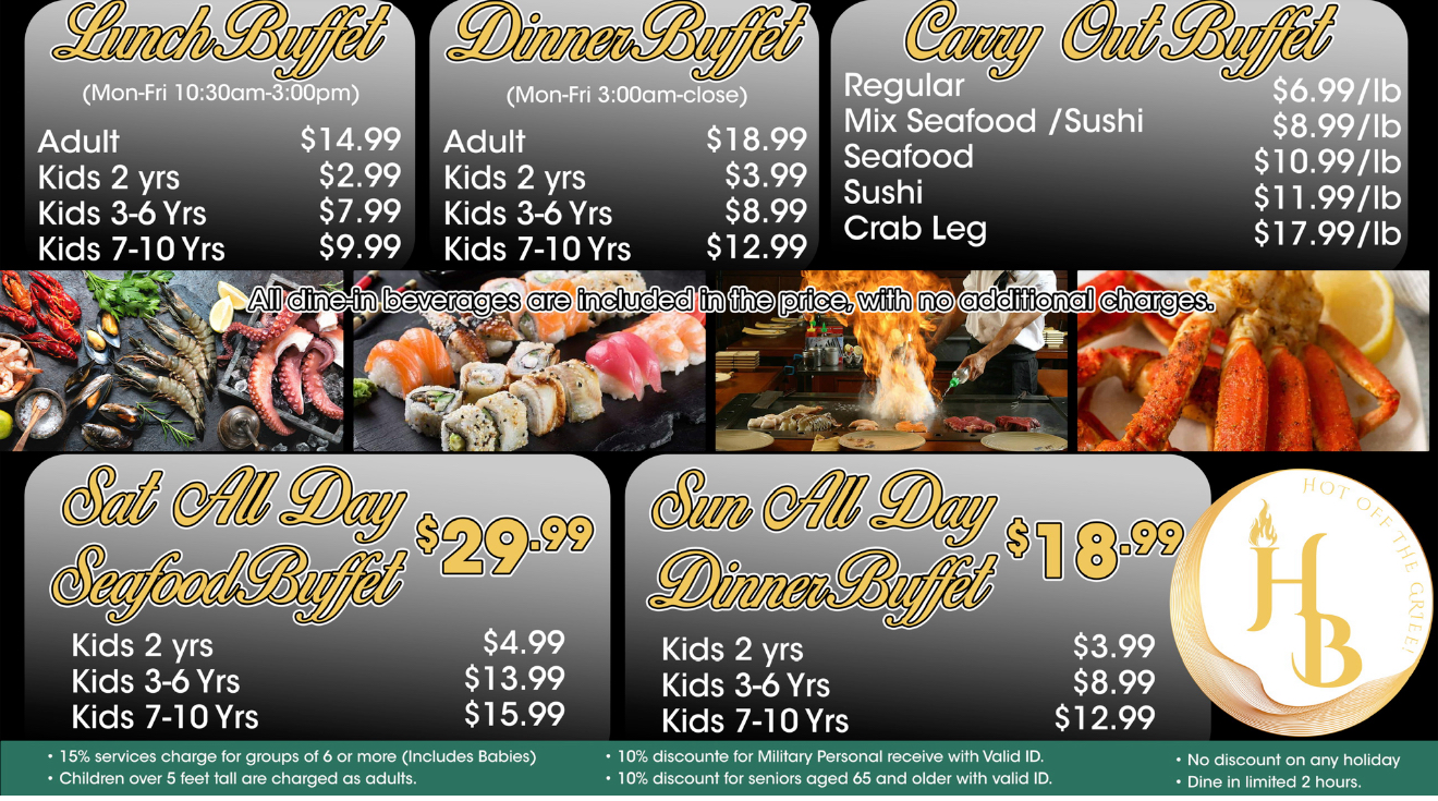 Parkway Hibachi Buffet Menu