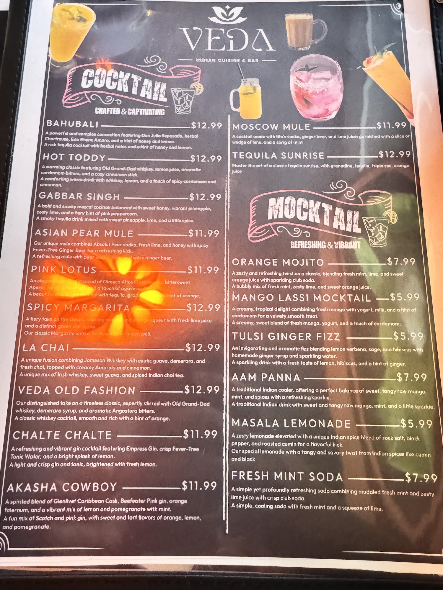 VEDA INDIAN CUISINE & BAR Menu