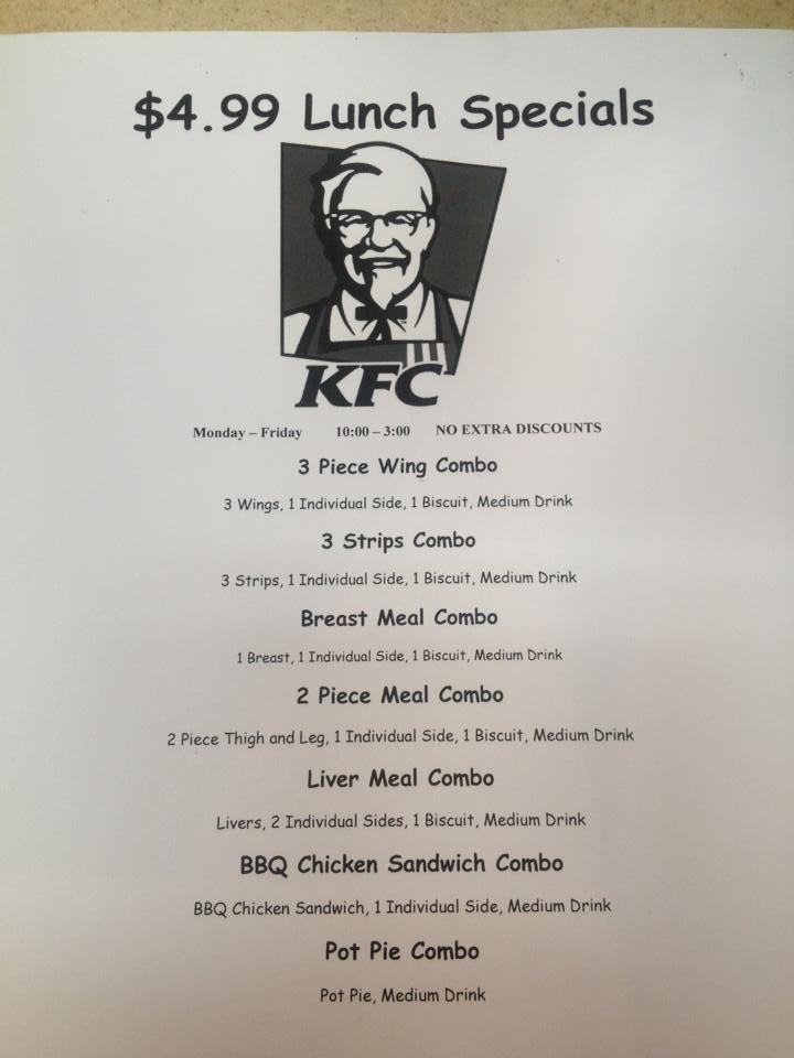 KFC Menu
