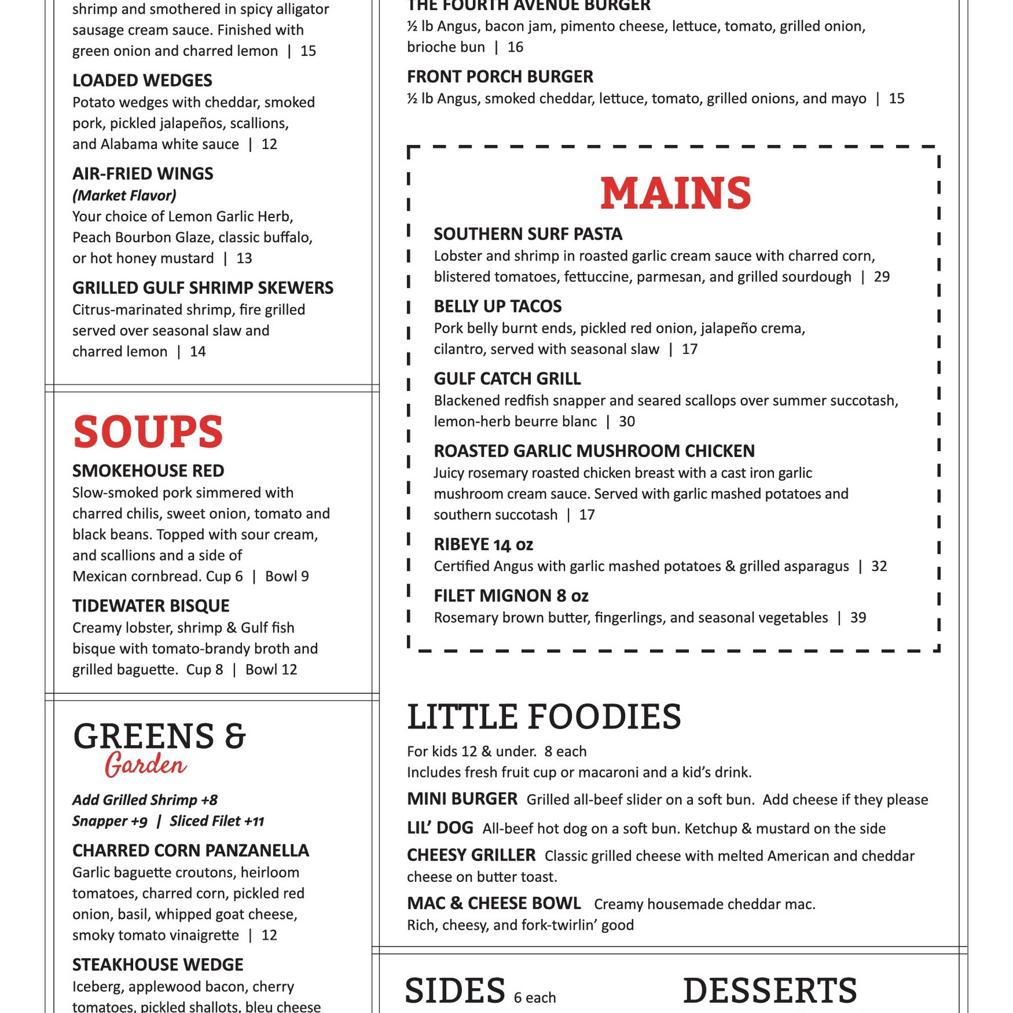 Jakes on fourth Menu