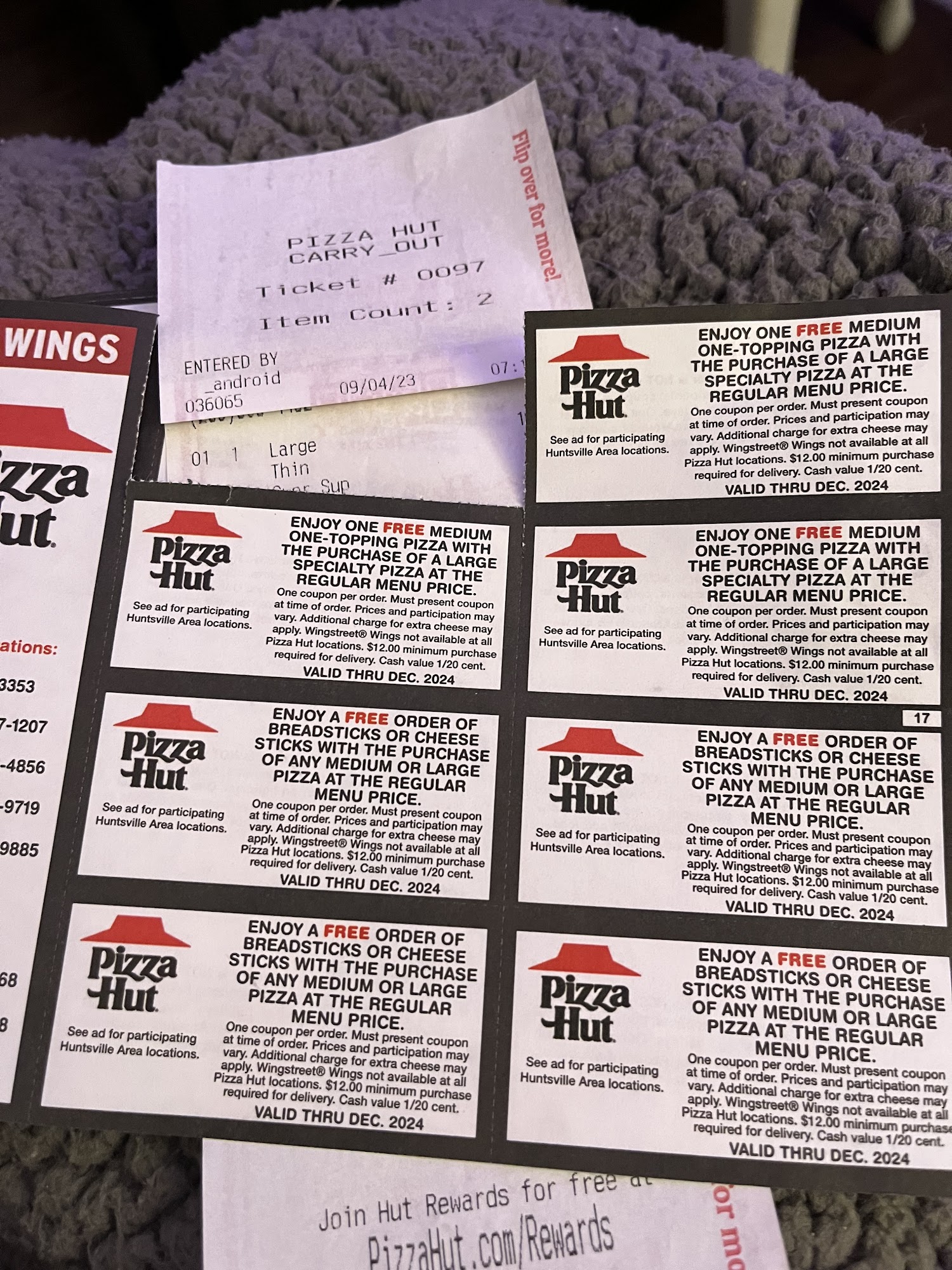 Pizza Hut Express Menu