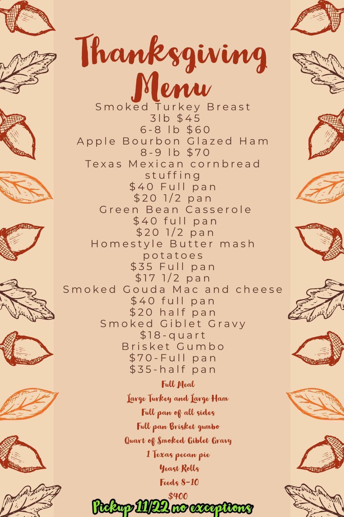 Long’s Craft Barbecue Menu