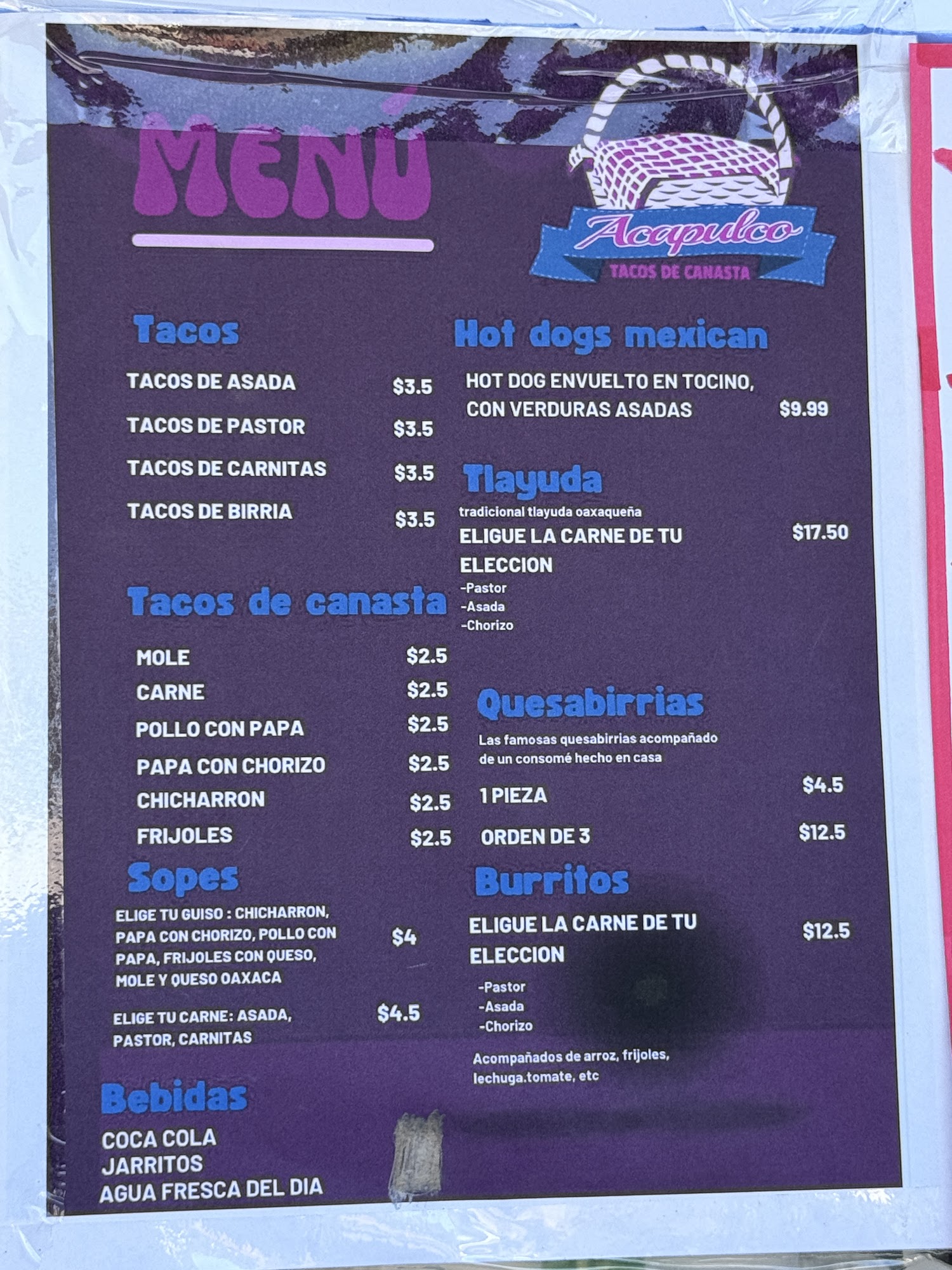 Costa Azul Taqueria & Guisos Menu