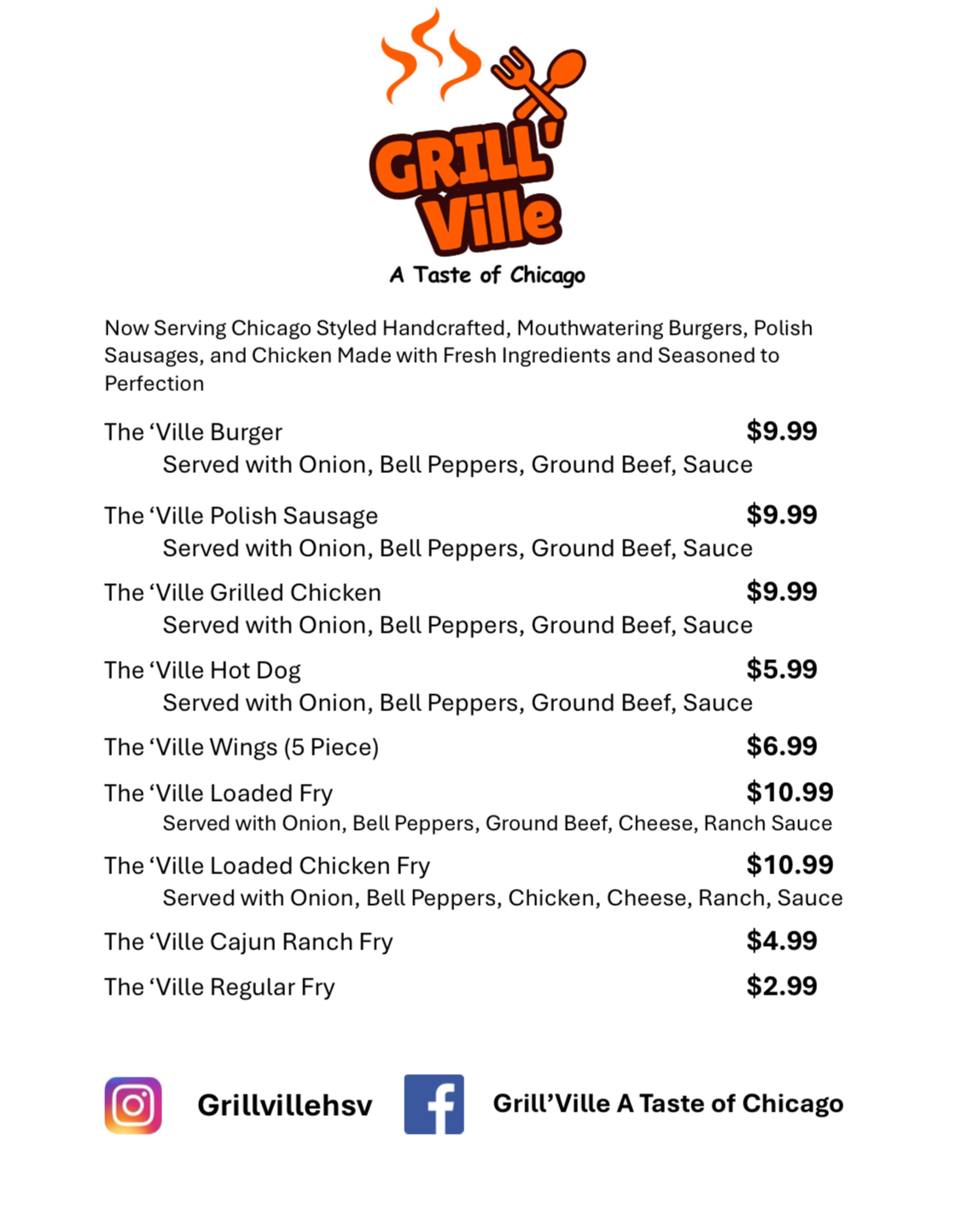 Grill’Ville Menu