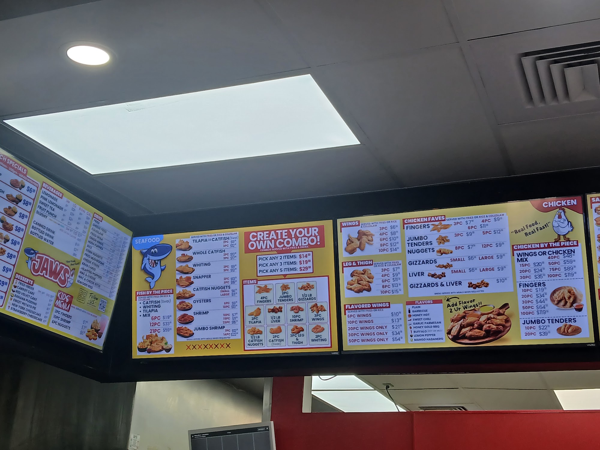 Jaws Hot Chicken and Seafood Weibel Menu