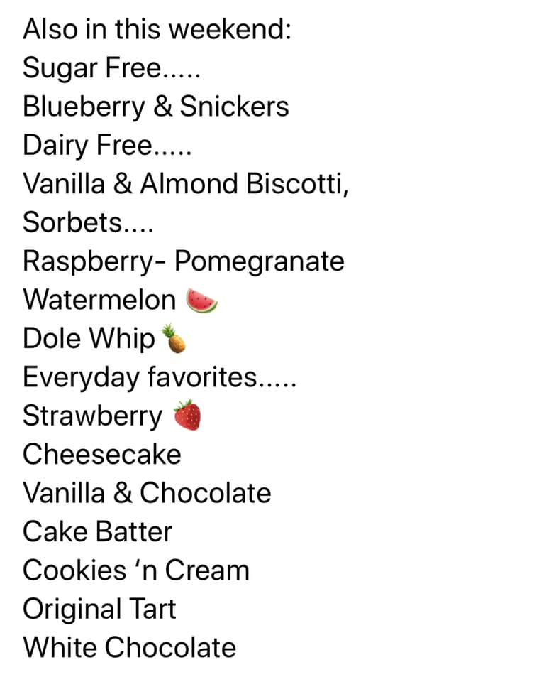 Cold Snap Frozen Yogurt Menu