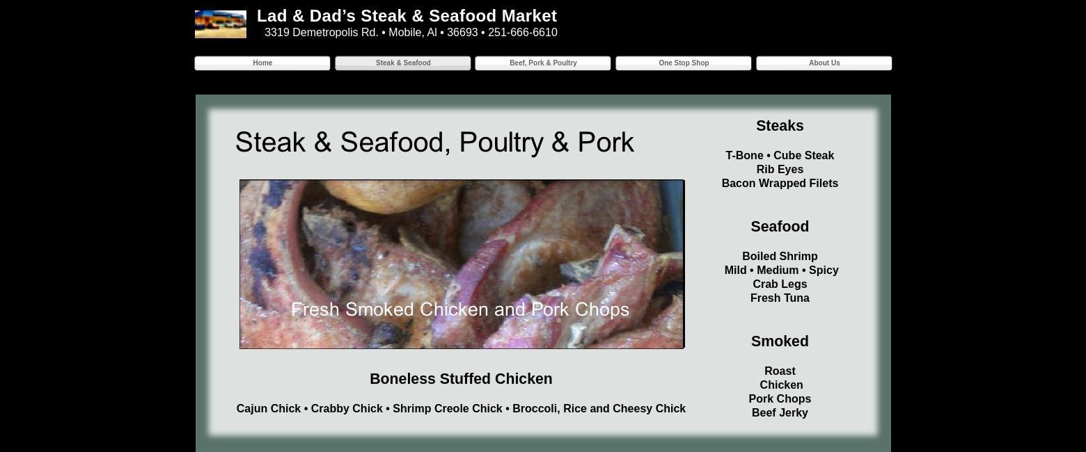 Lad & Dad's Steak & Seafood Market Menu