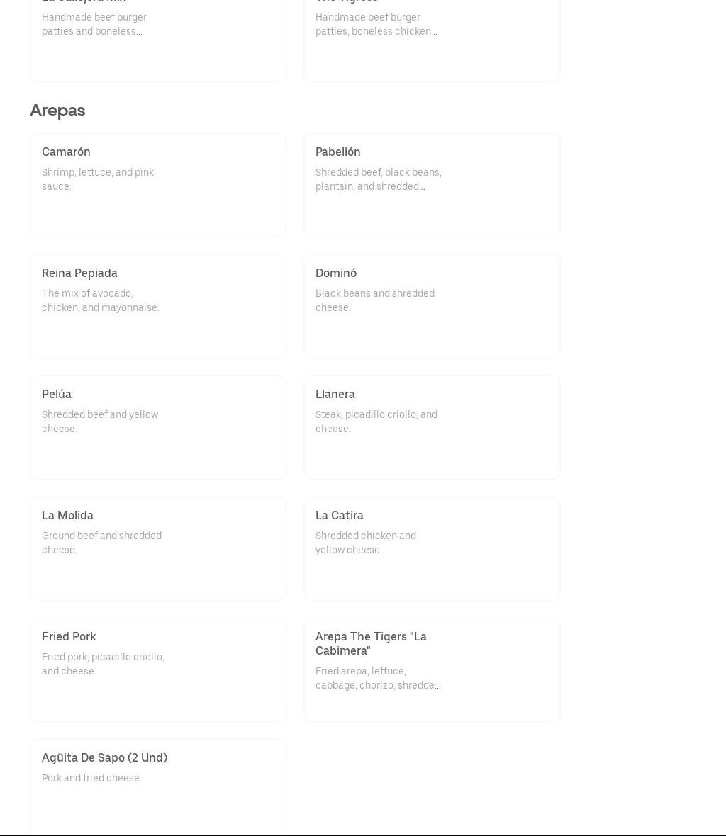 The Tigers Bar & Grill Menu