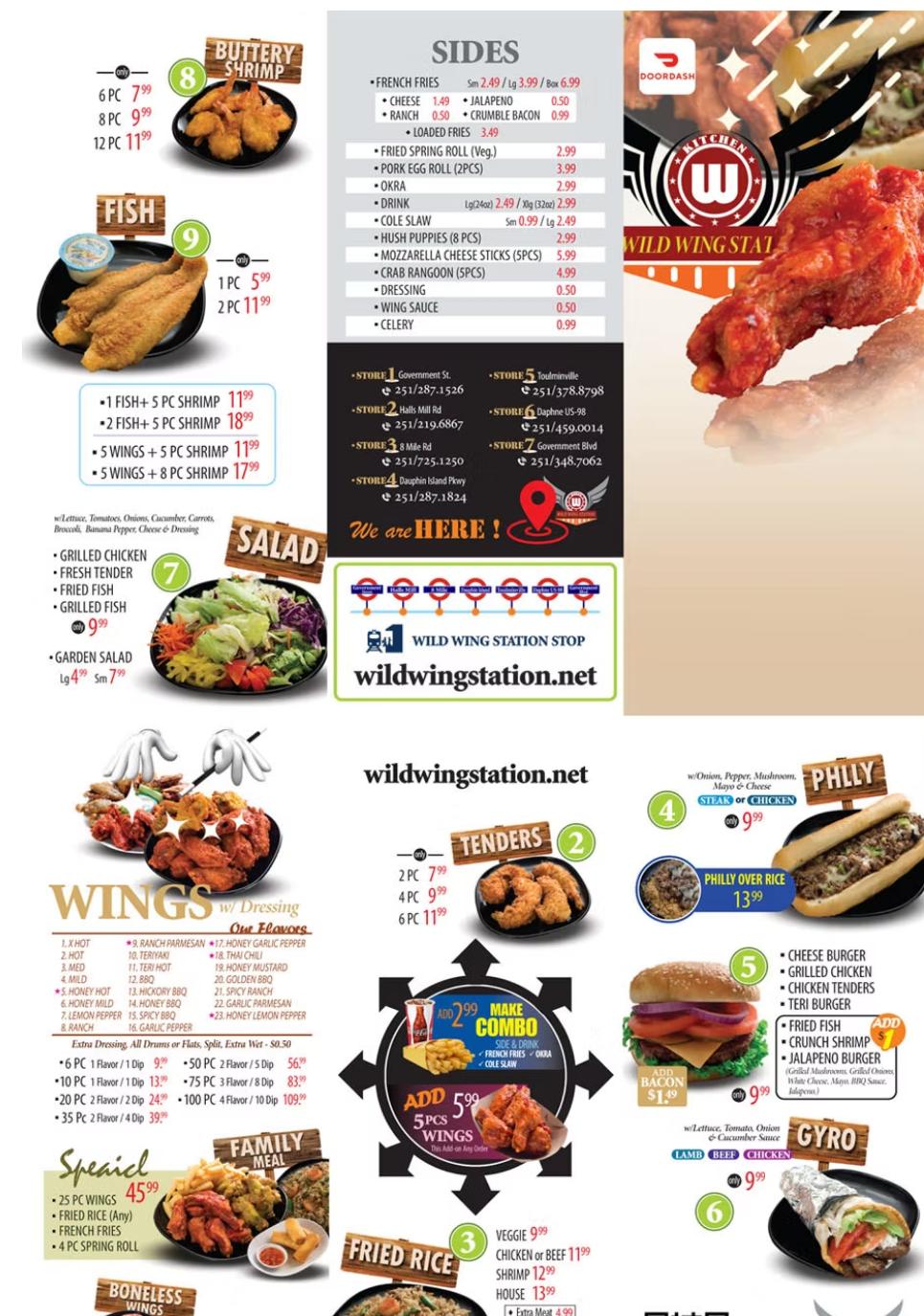 Wild Wing Station Menu