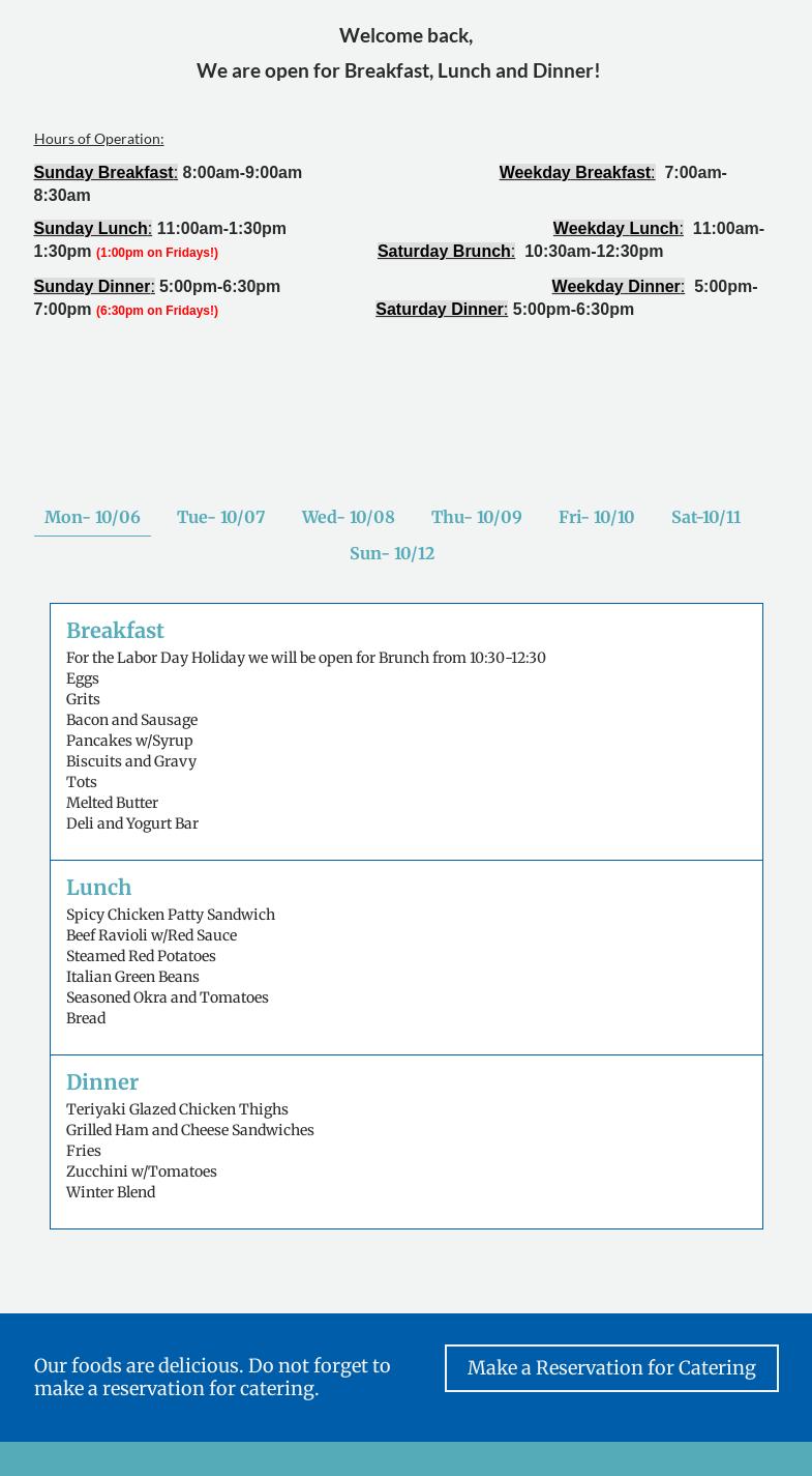 Culinary Management Solutions Menu