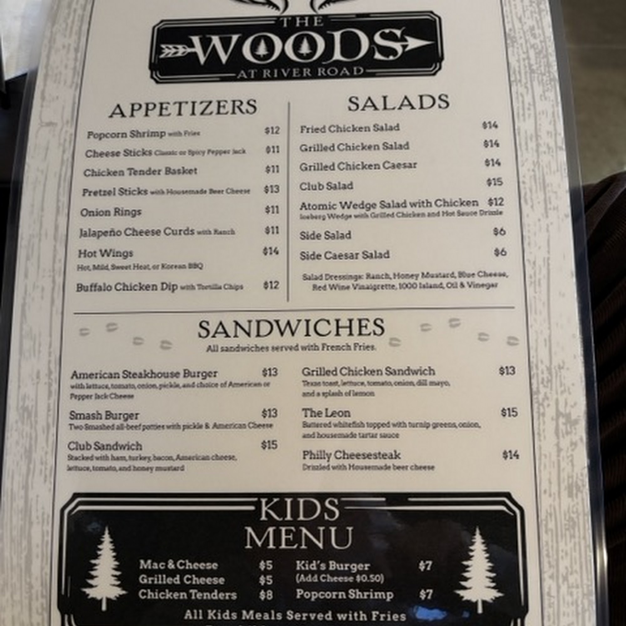 The Woods at River Road Menu