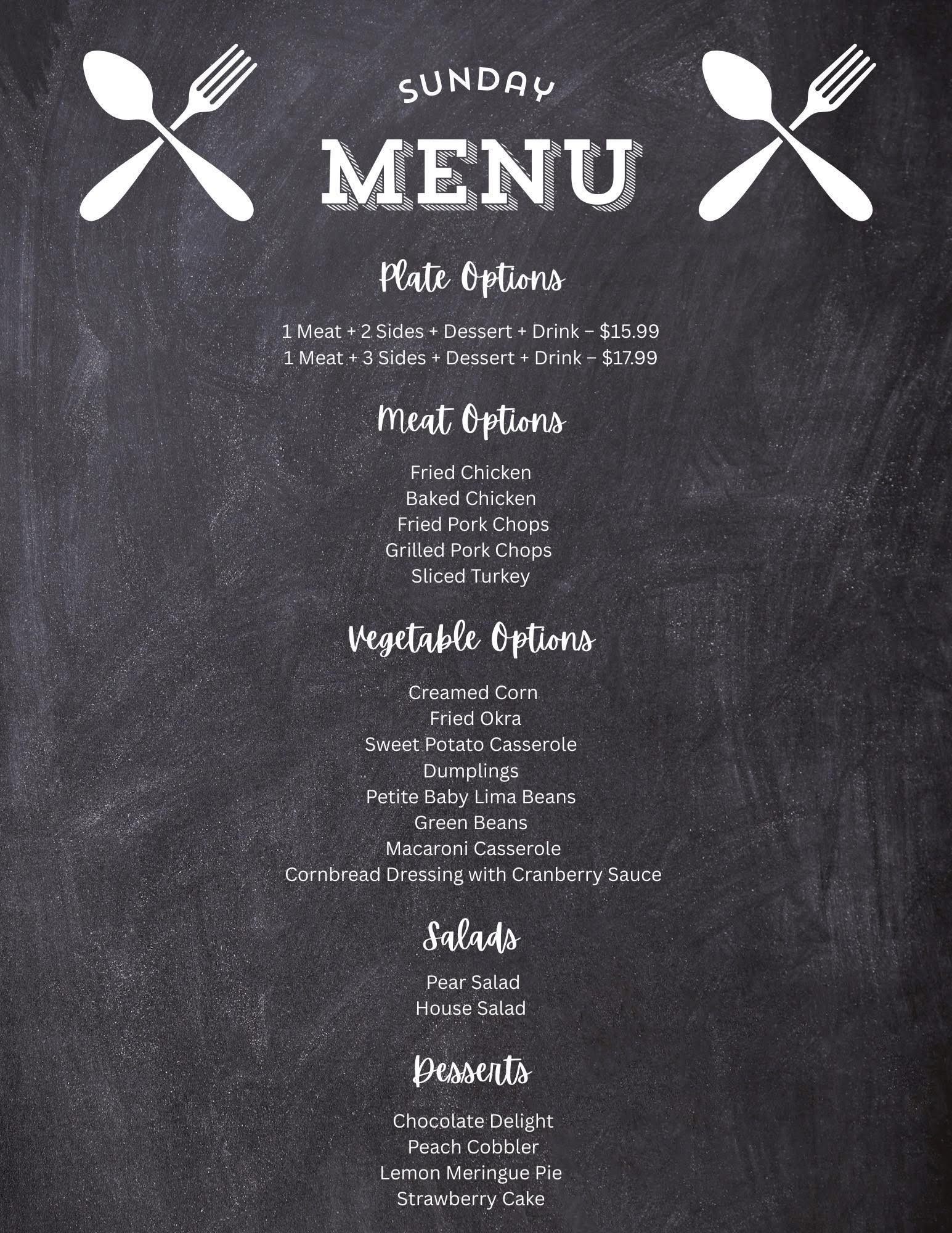 BBs Kitchen Menu