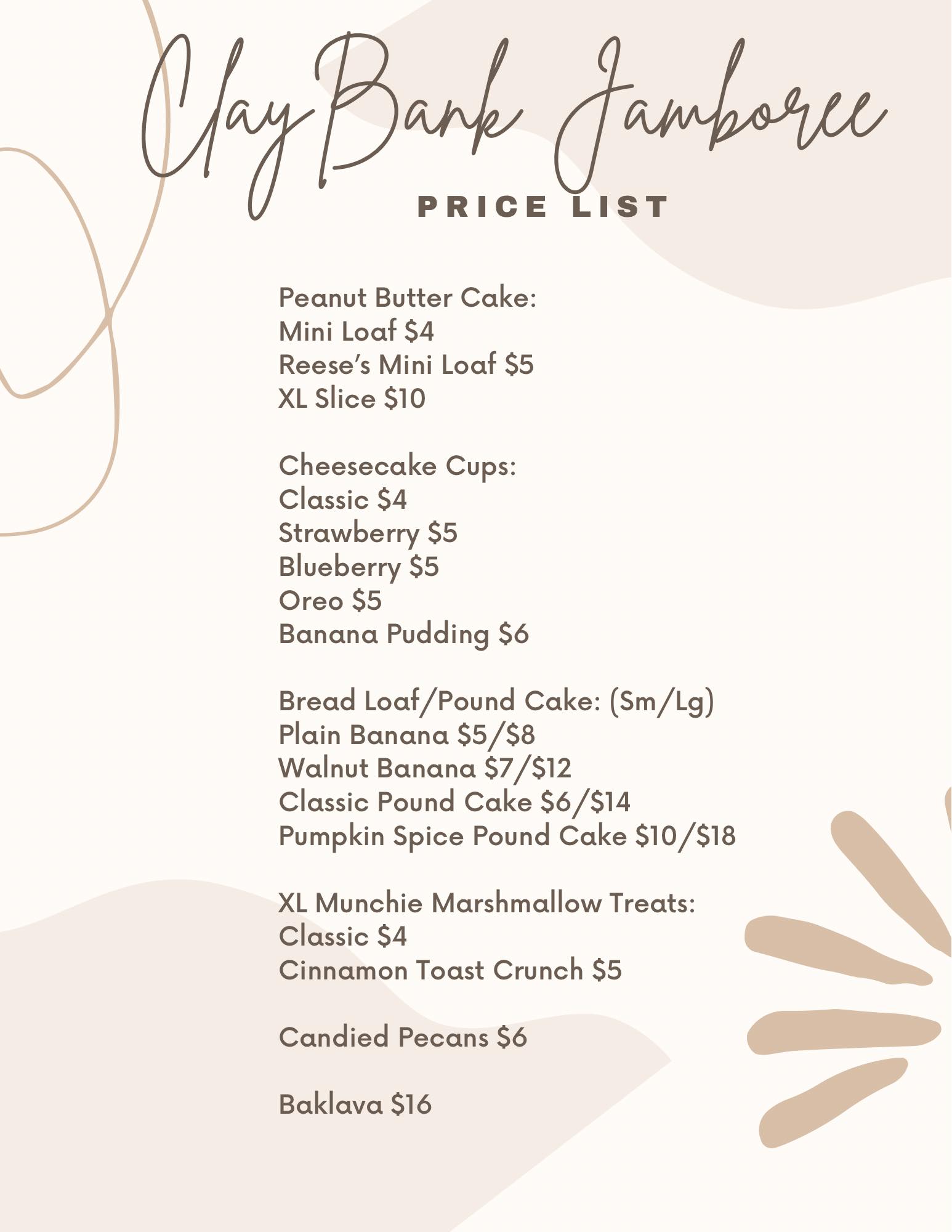 Destiny's Delicacies Menu