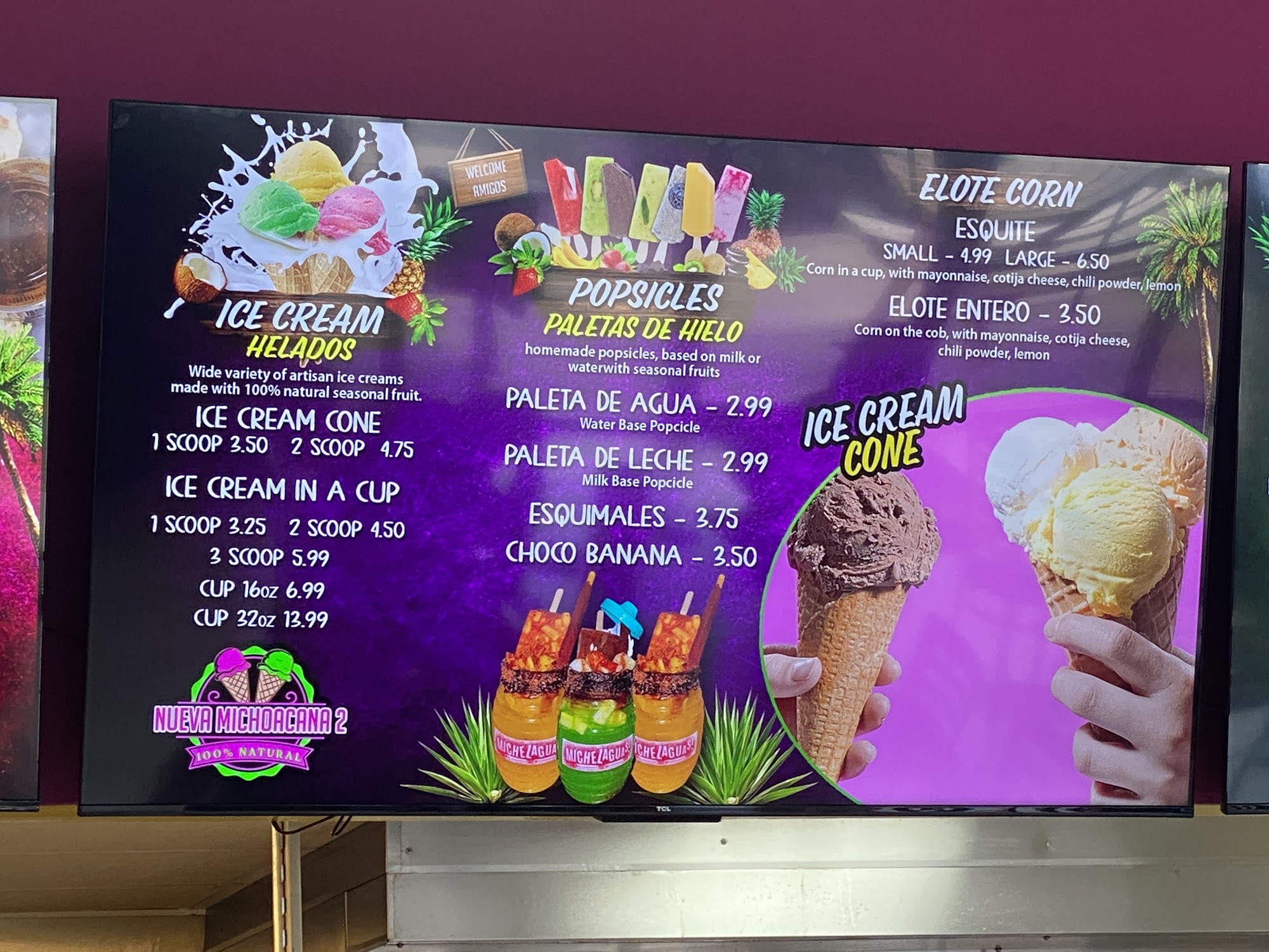 Nueva Michoacana 2 Menu