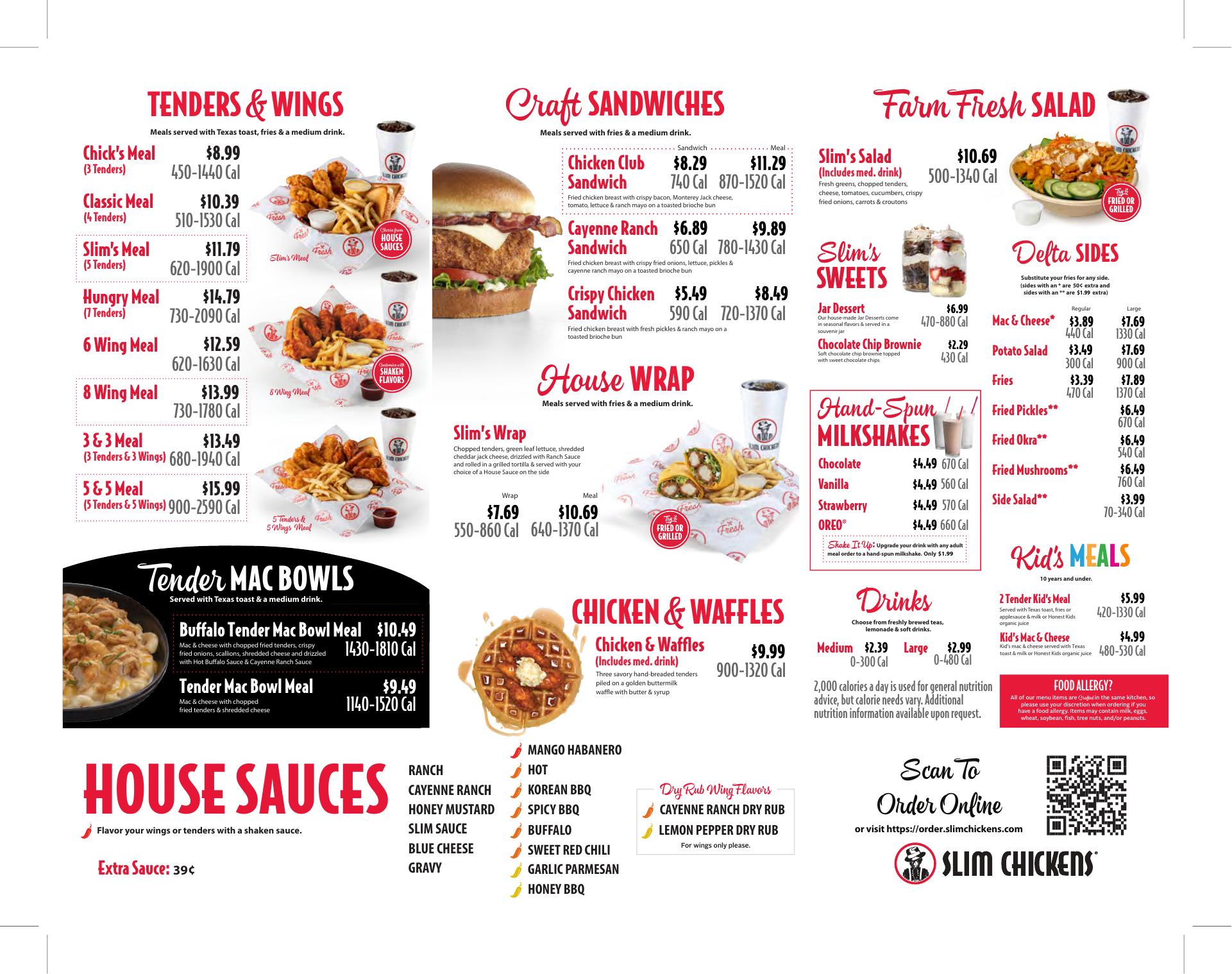 Slim Chickens Menu
