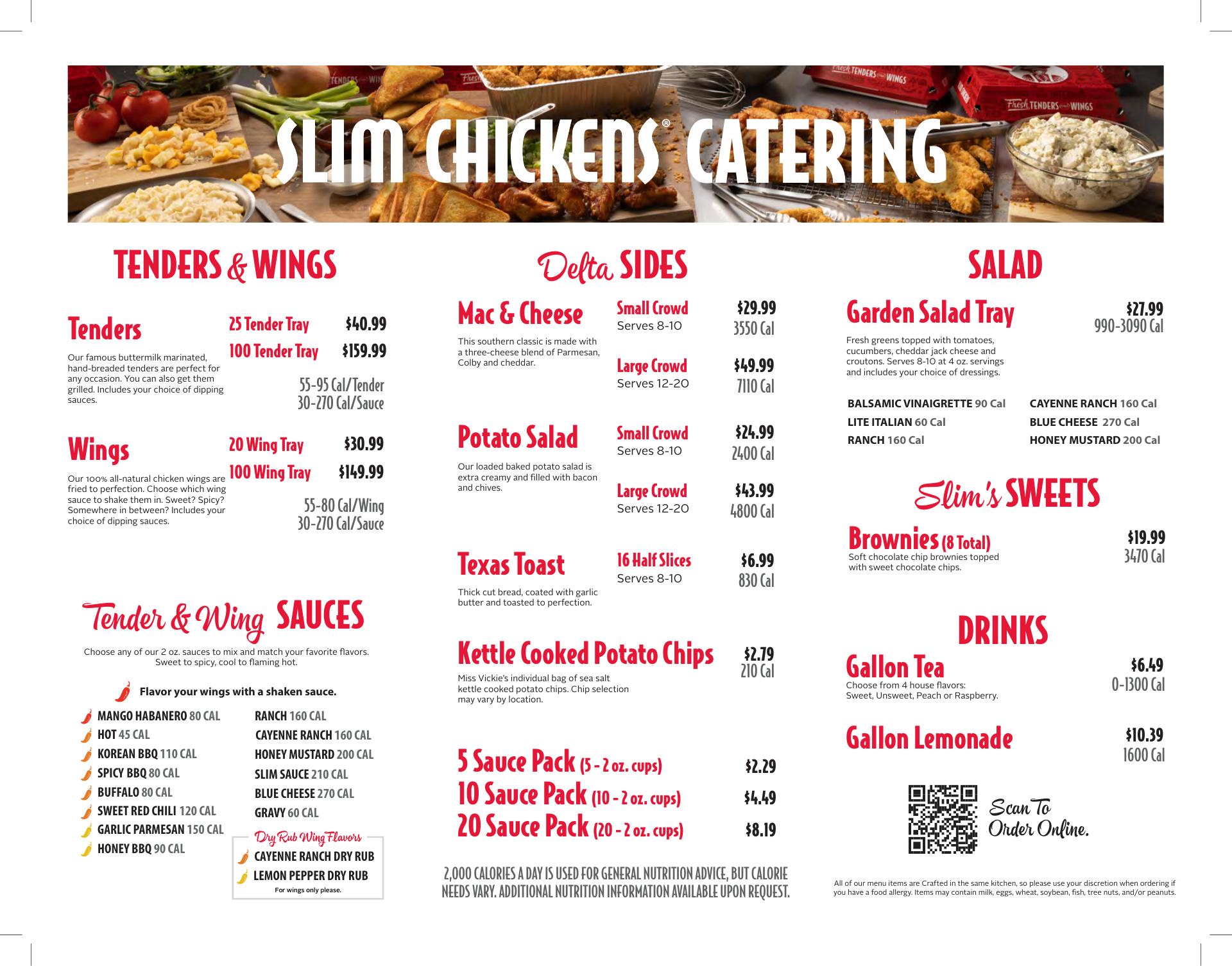Slim Chickens Menu