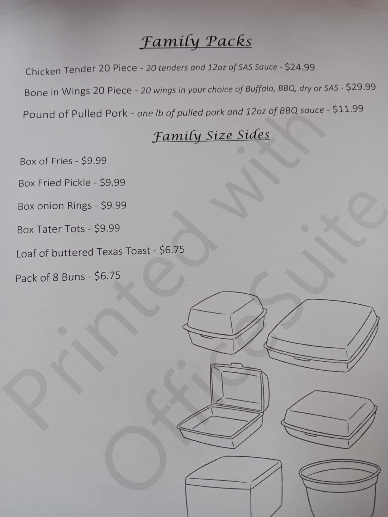 Faelynn's Place Menu