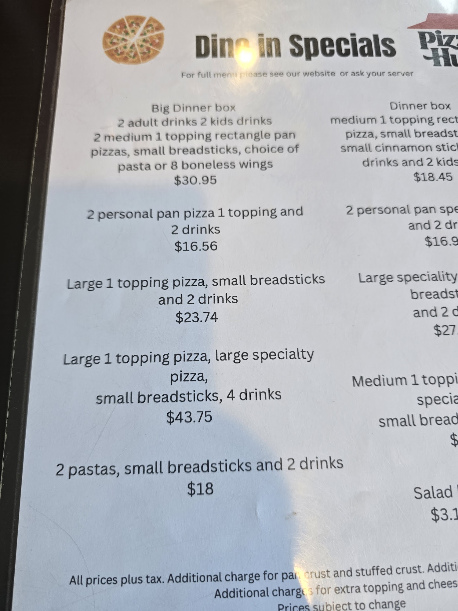 Pizza Hut Menu