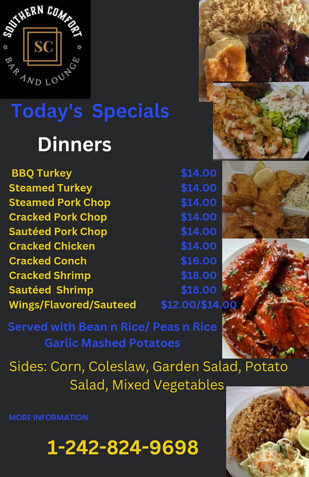 Southern Comfort Lounge Menu