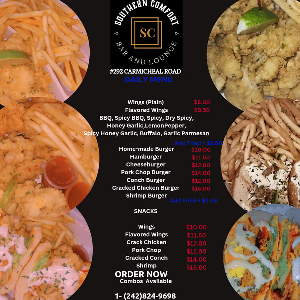 Southern Comfort Lounge Menu