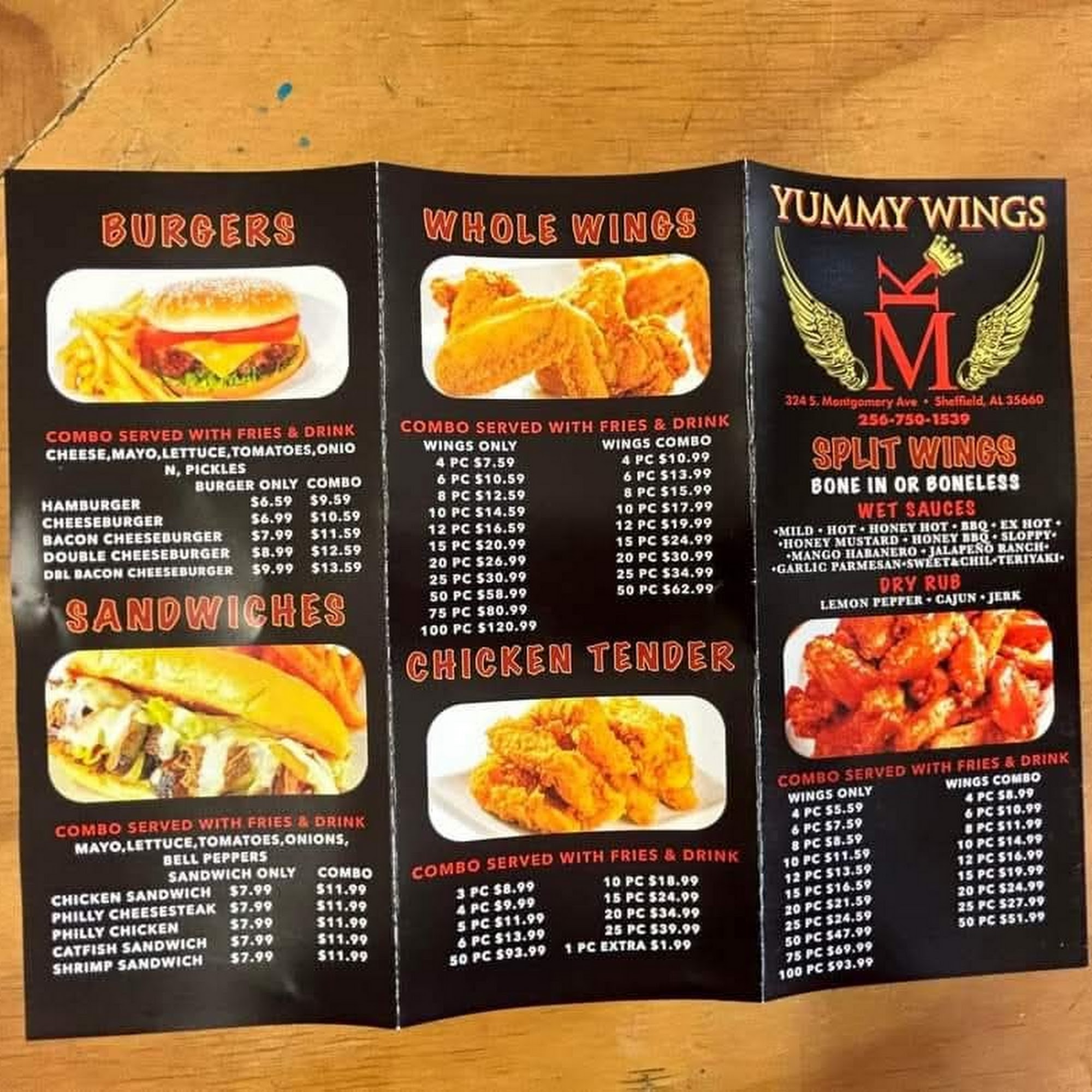 Yummy wings Menu