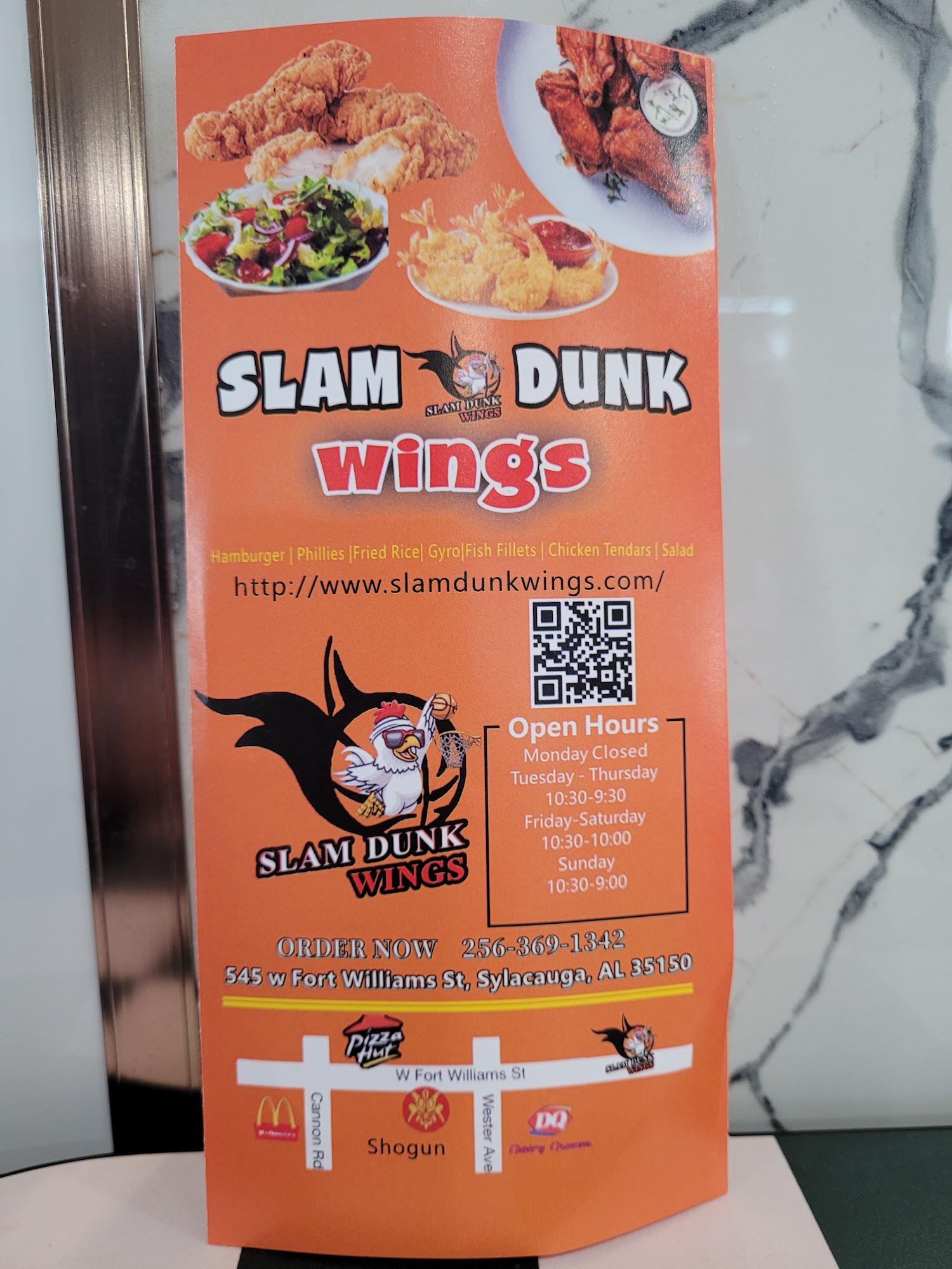 Slam Dunk Wings Menu