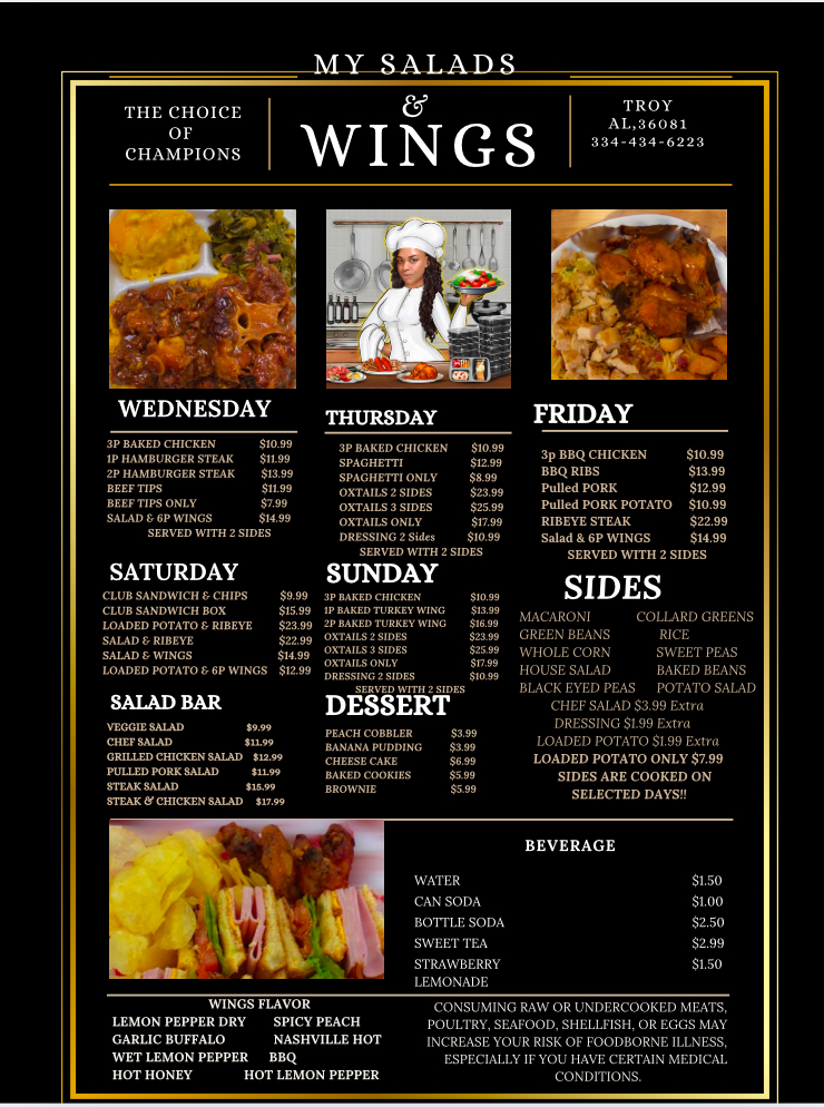 My Salads & Wings LLC Menu