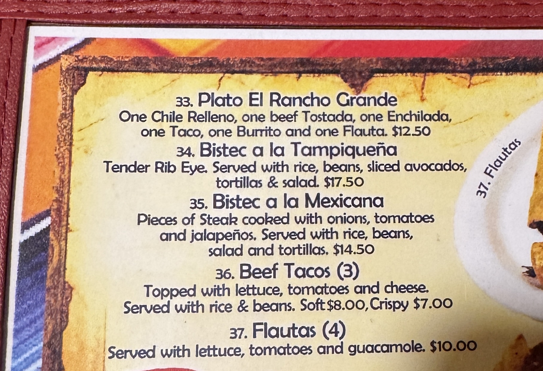 El Rancho Grande Menu