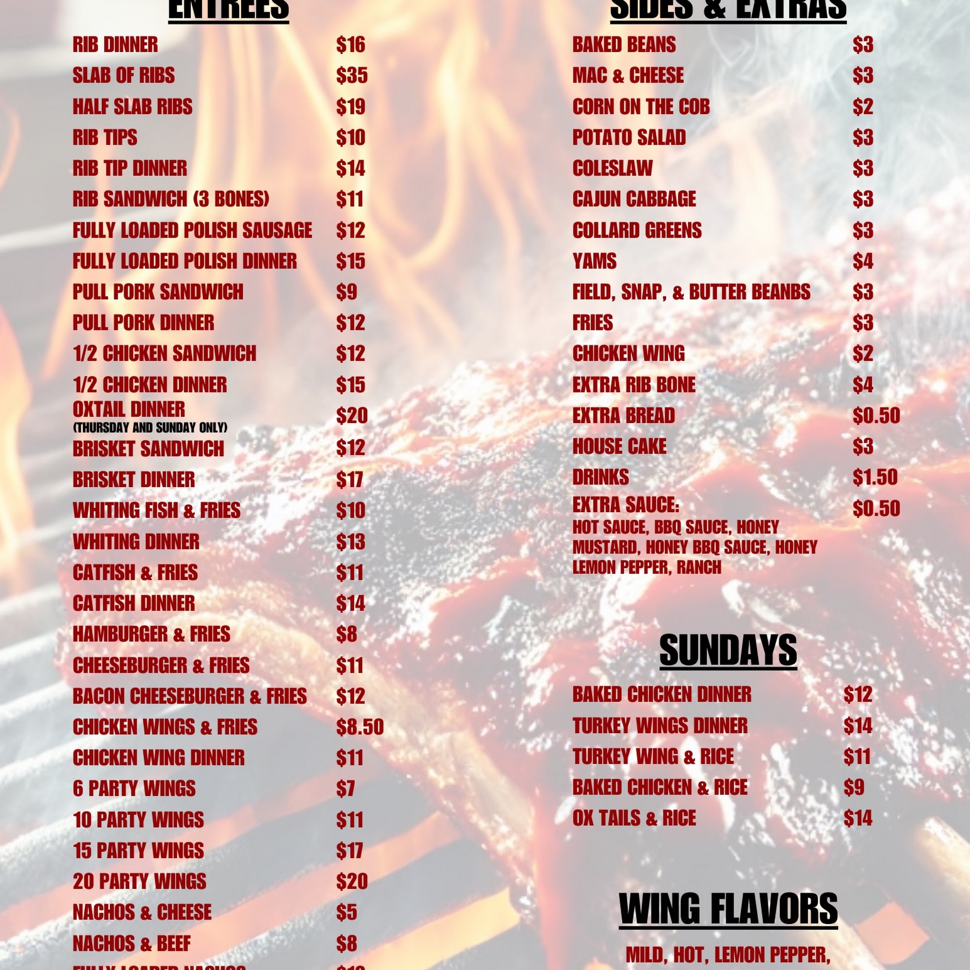 B & B Barbeque Menu