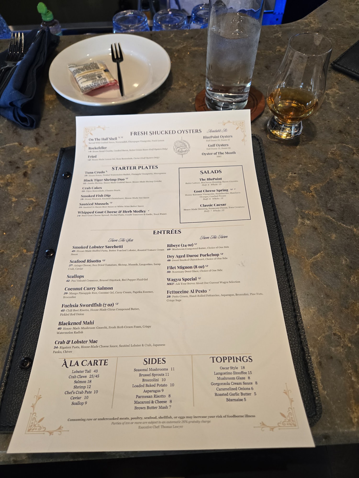 BluPoint Seafood & Steak Menu