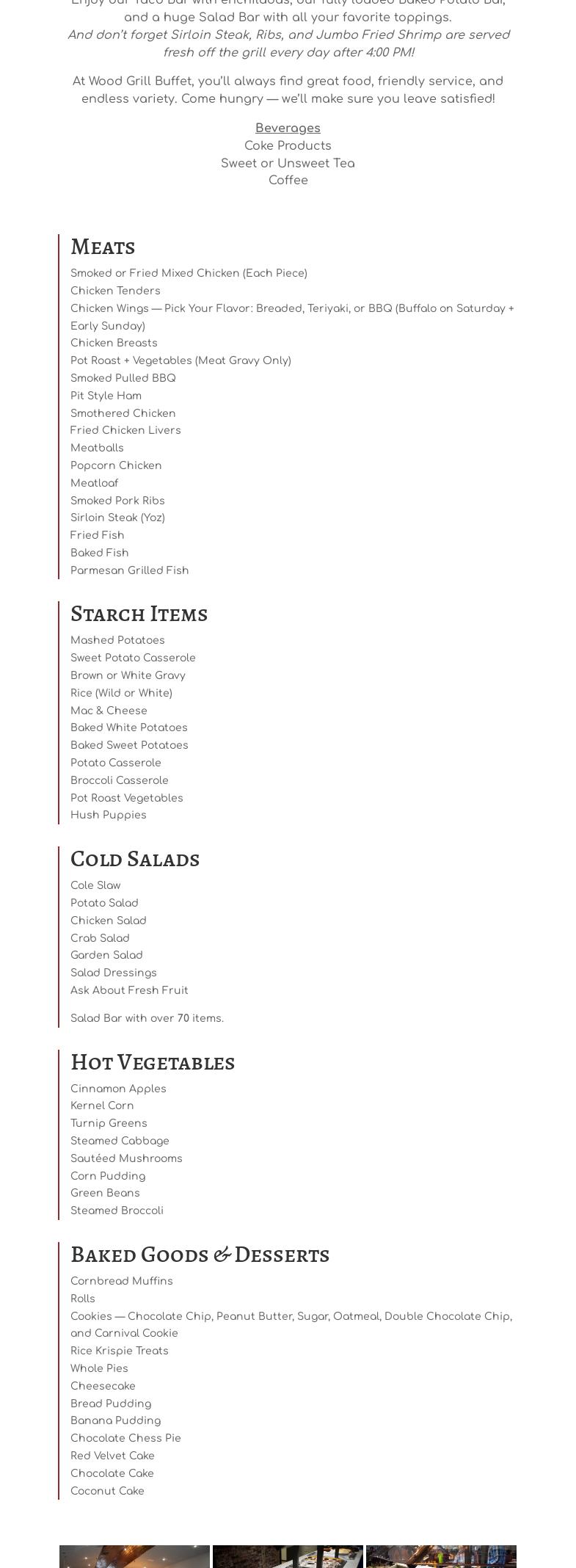 Wood Grill Buffet Menu