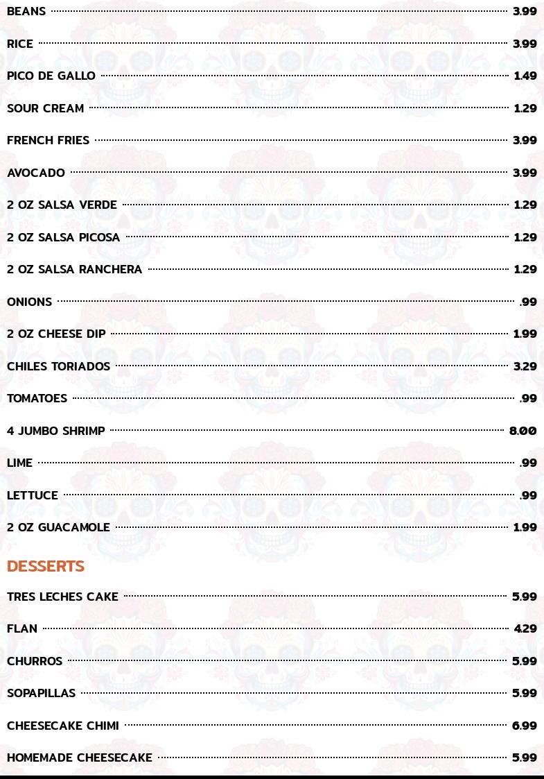 La Bamba Restaurant and Cantina Menu