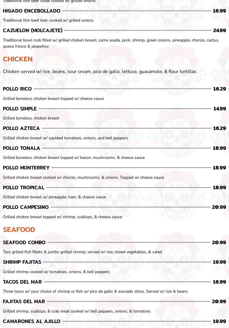 La Bamba Restaurant and Cantina Menu