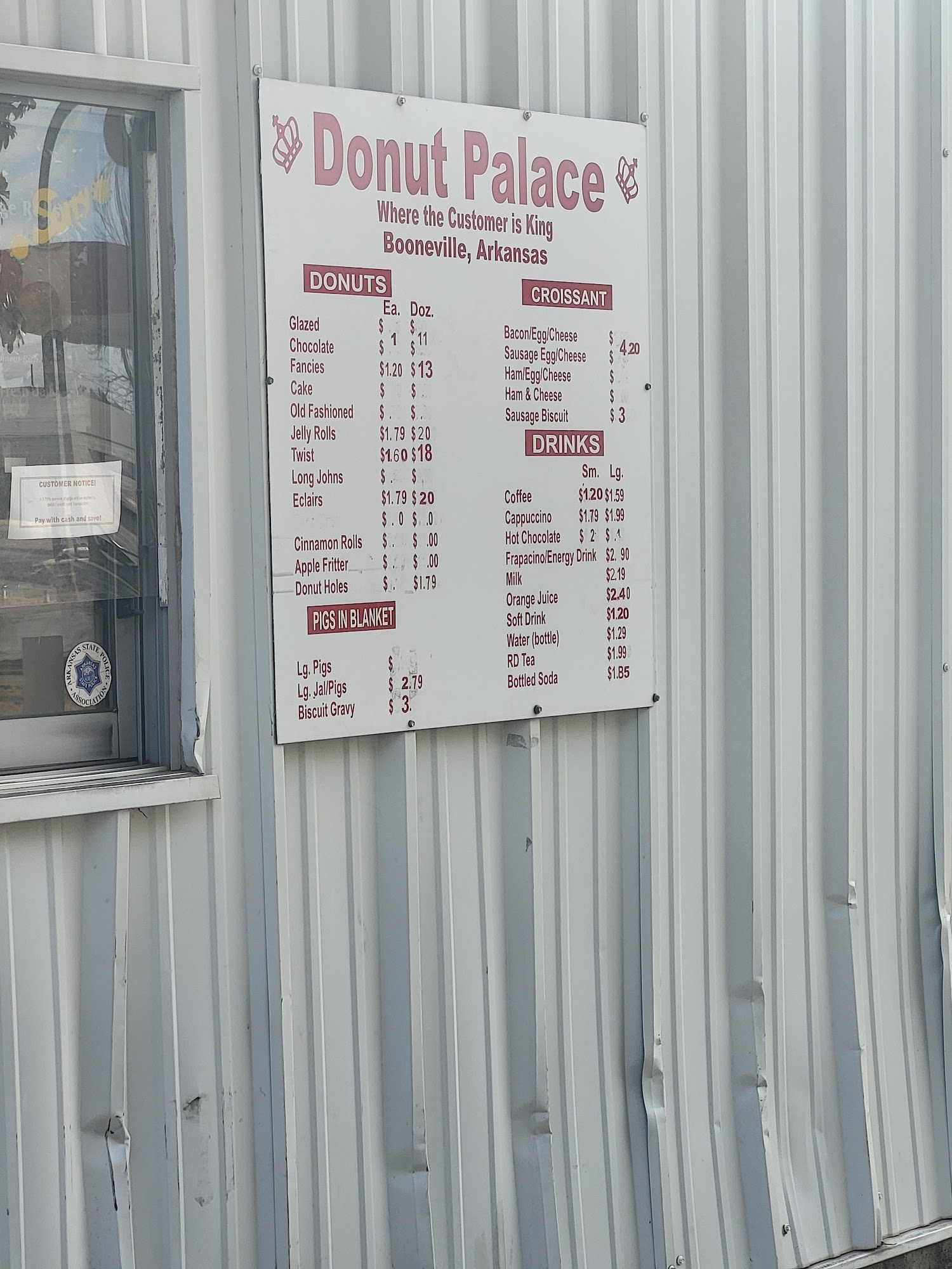 Donut Palace Menu
